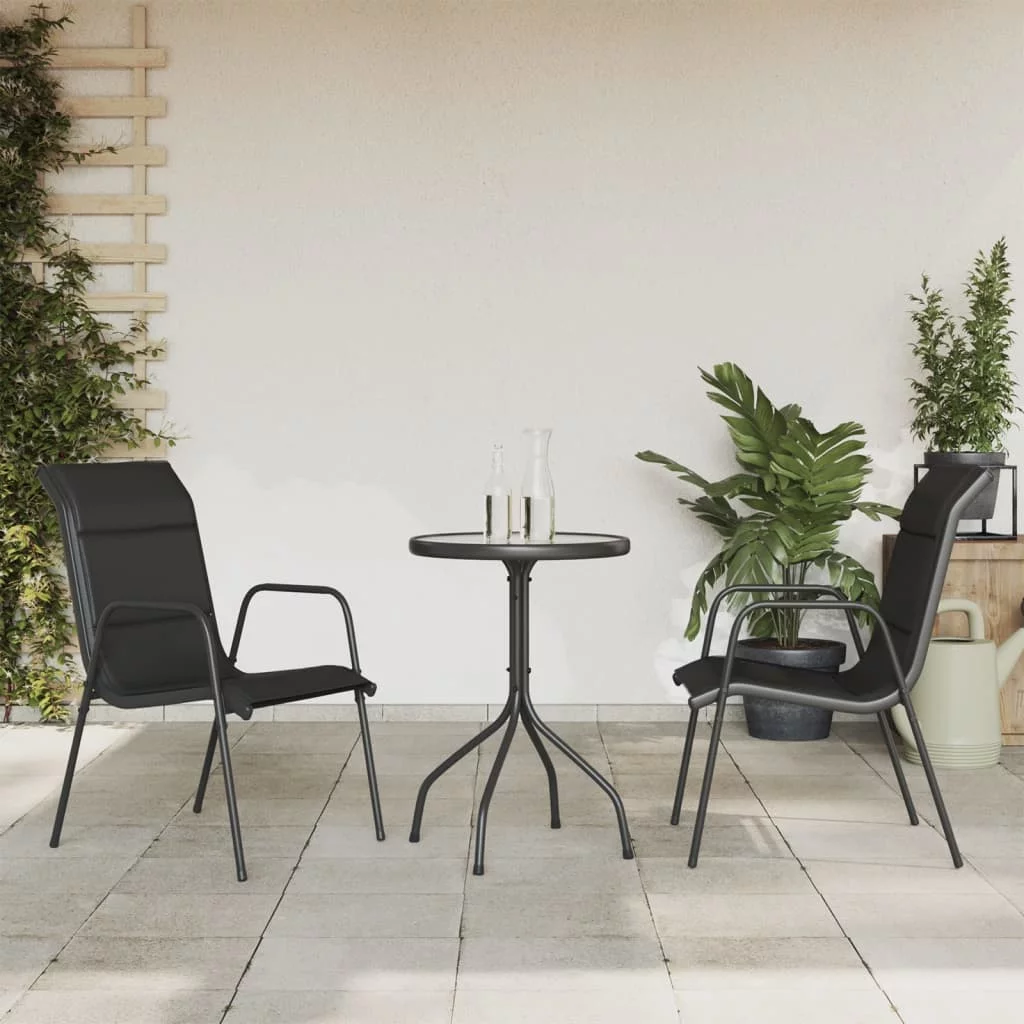 Aibecy 3 Piece Patio Dining Set Black Steel