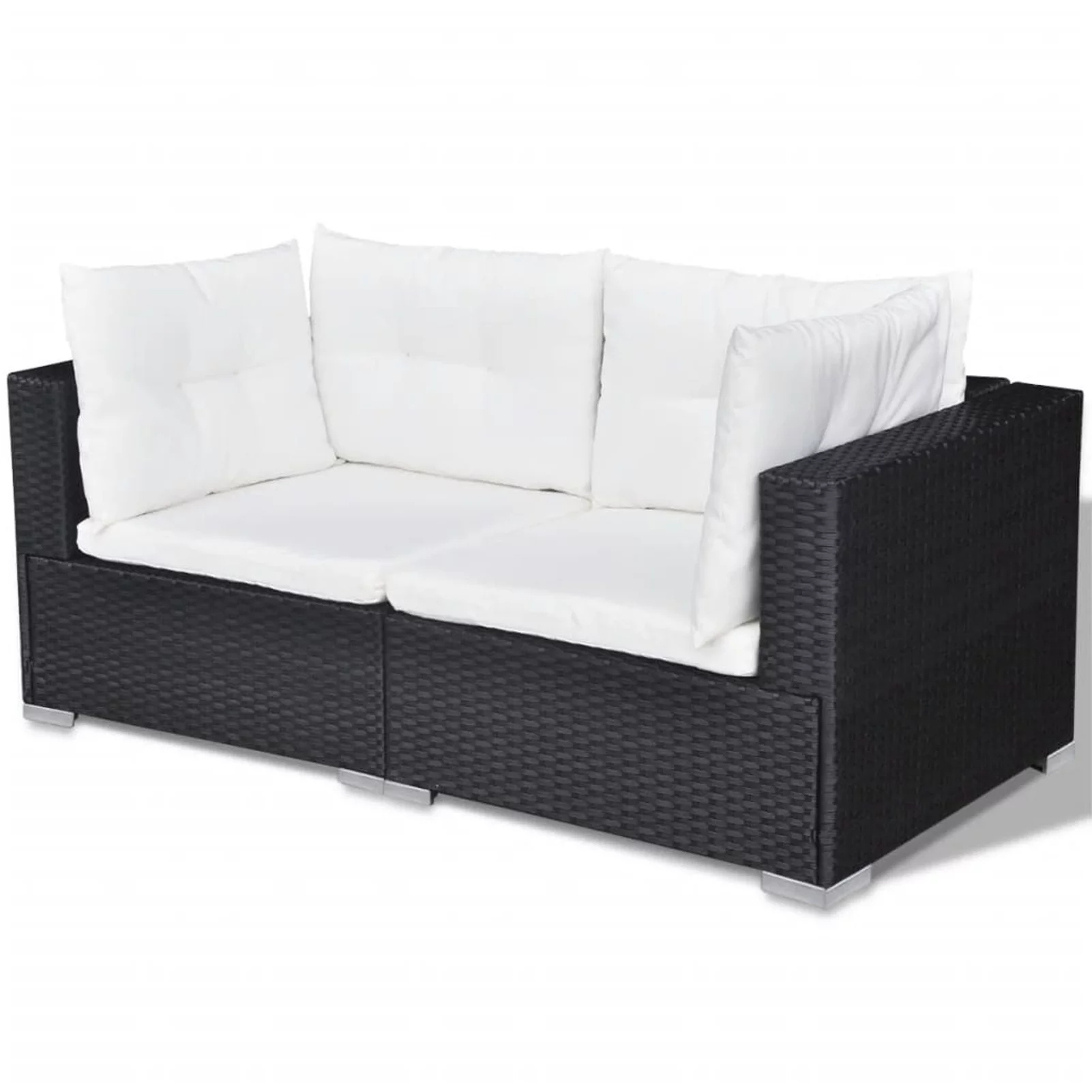 ametoys 10 Piece Patio Set with Cushions Poly Rattan Black