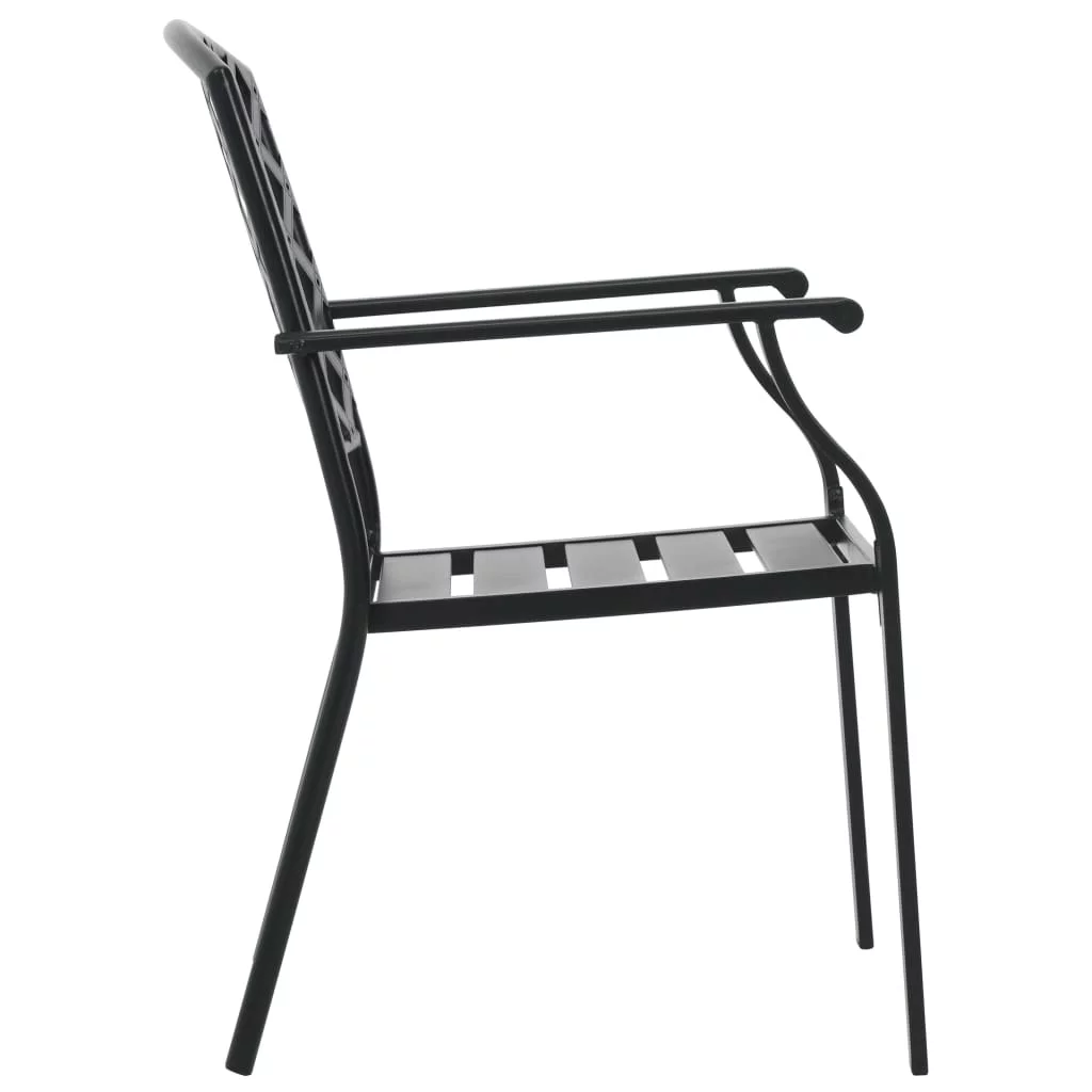 OWSOO Stackable  Chairs 2 pcs Steel Black