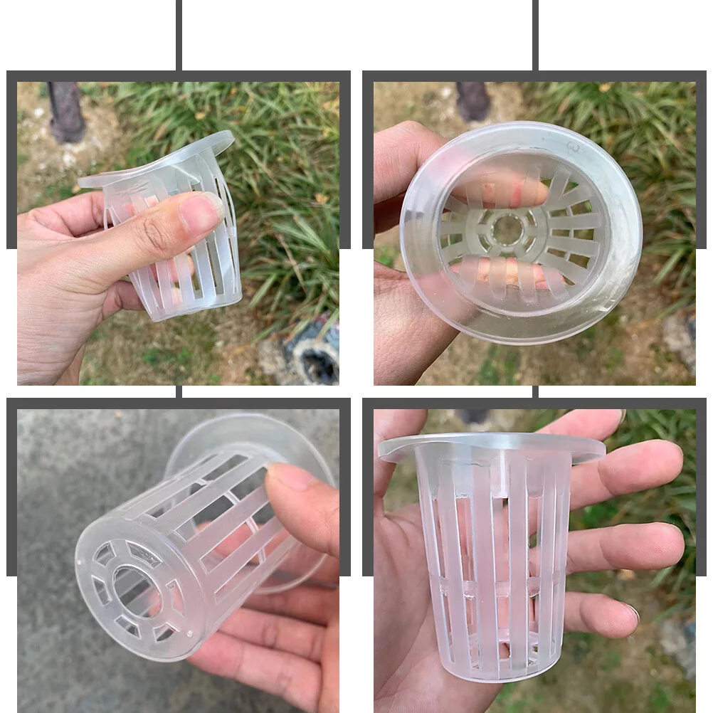 50 Pcs Planting Basket Hydroponics Growing System Net Pots Garden Netting Cup Basin White Plastic