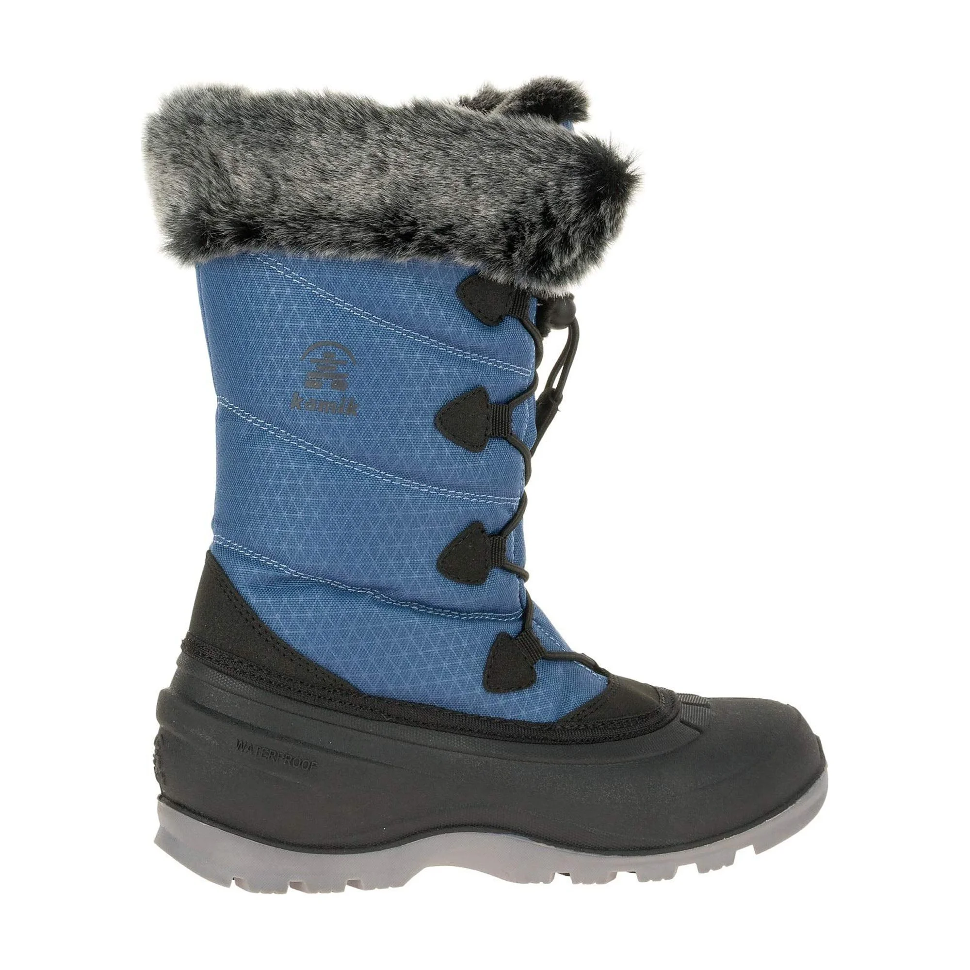 Kamik Women's Snow Boot Blue Fur Lined Warm Rounded Toe Waterproof Snow Boots (Blue, 8)