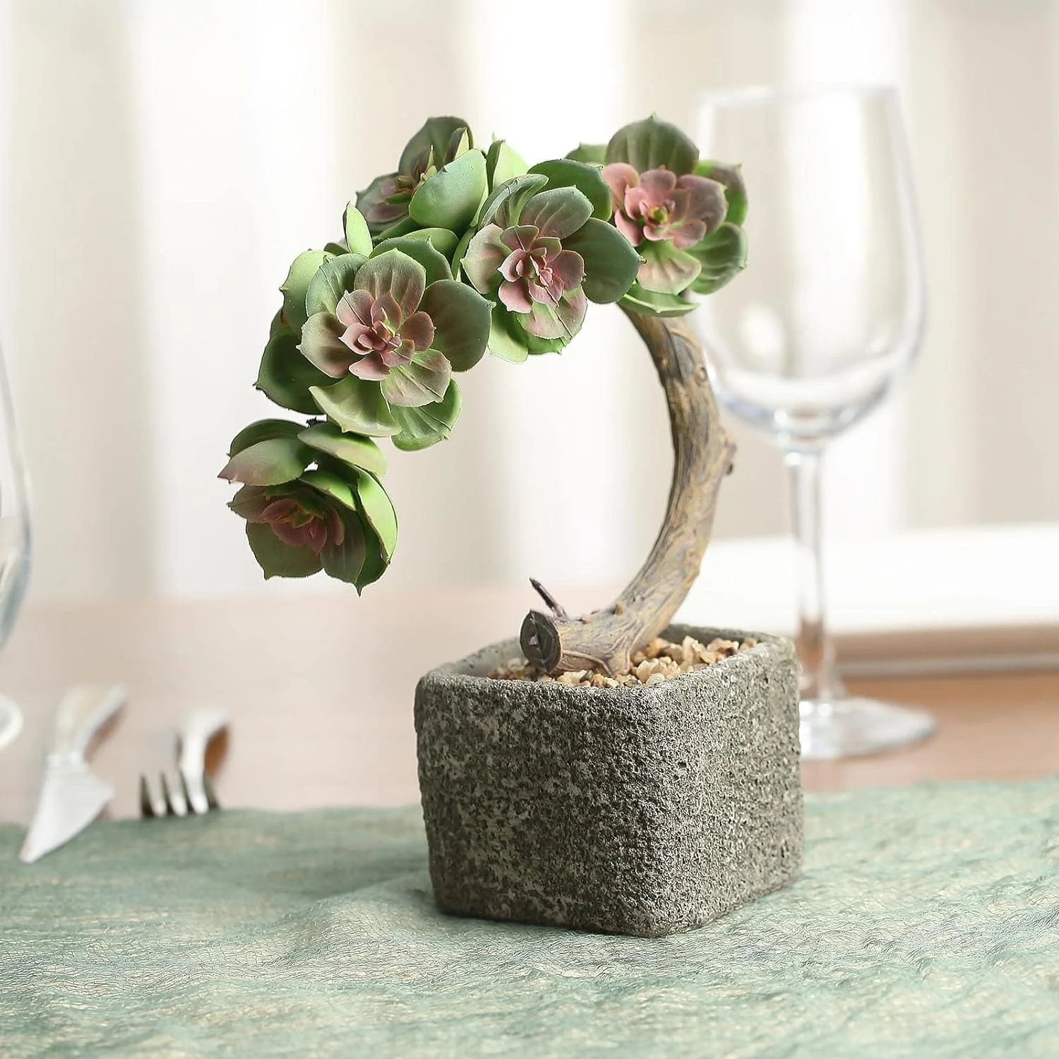 Efavormart Succulent Planter Set - Fake 9-piece Concrete Planter with Artificial Sunflower Plants (Color  Type3, Brand  )