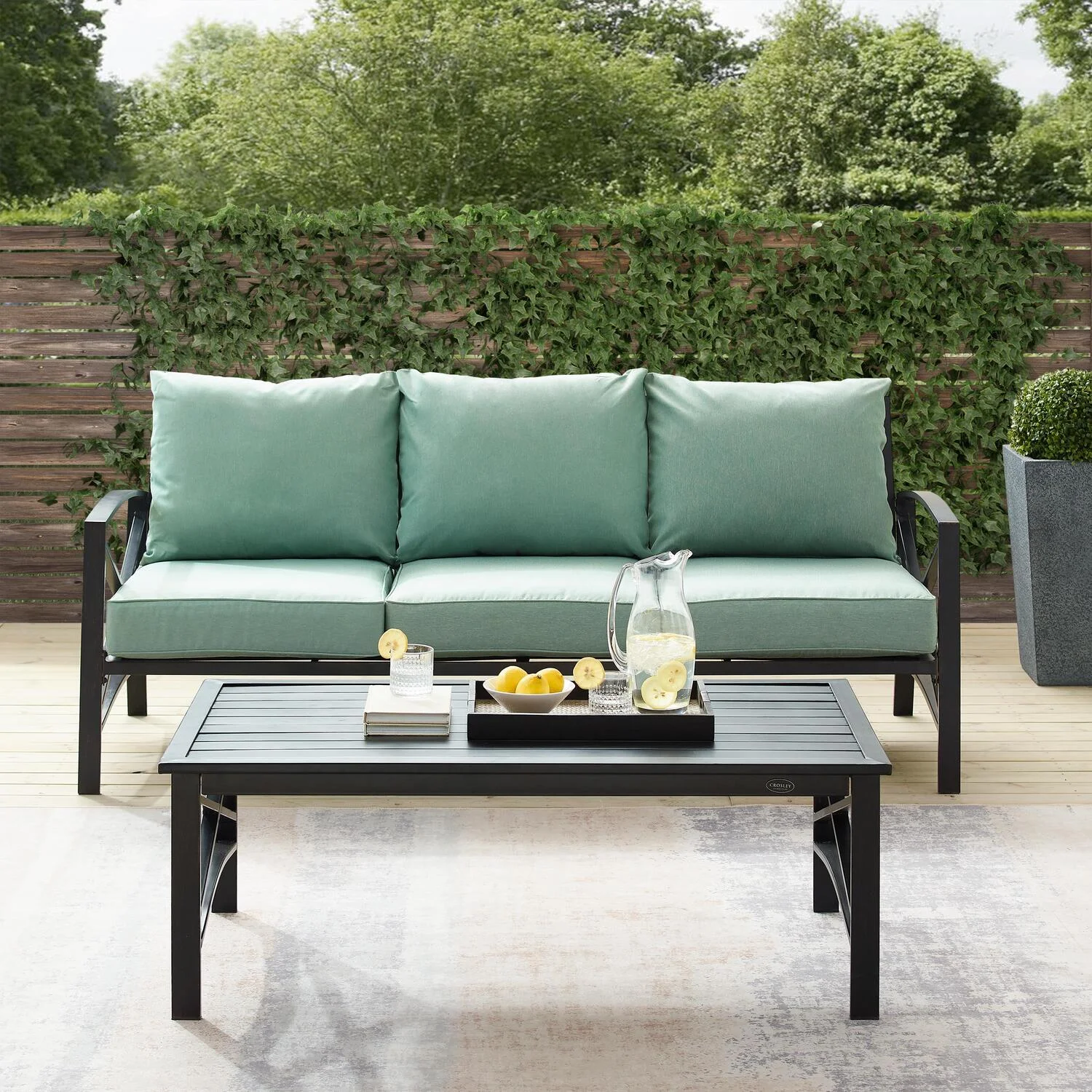 HomeStock  Natural Beauty 2Pc Outdoor Metal Sofa Set Mist/Oil Rubbed Bronze - Sofa & Coffee Table