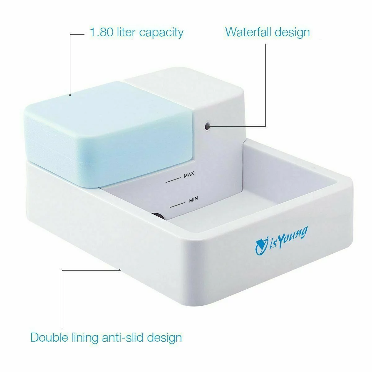 SHANNA 1.8L Automatic Pet Water Fountain Dogs Cats Drinking Bowl Water Dispenser with LED Light +UV Function