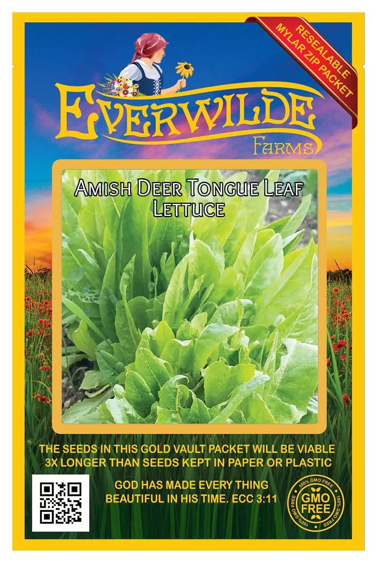 Everwilde Farms - 1000 Amish Deer Tongue Leaf Lettuce Seeds - Gold Vault Jumbo Bulk Seed Packet