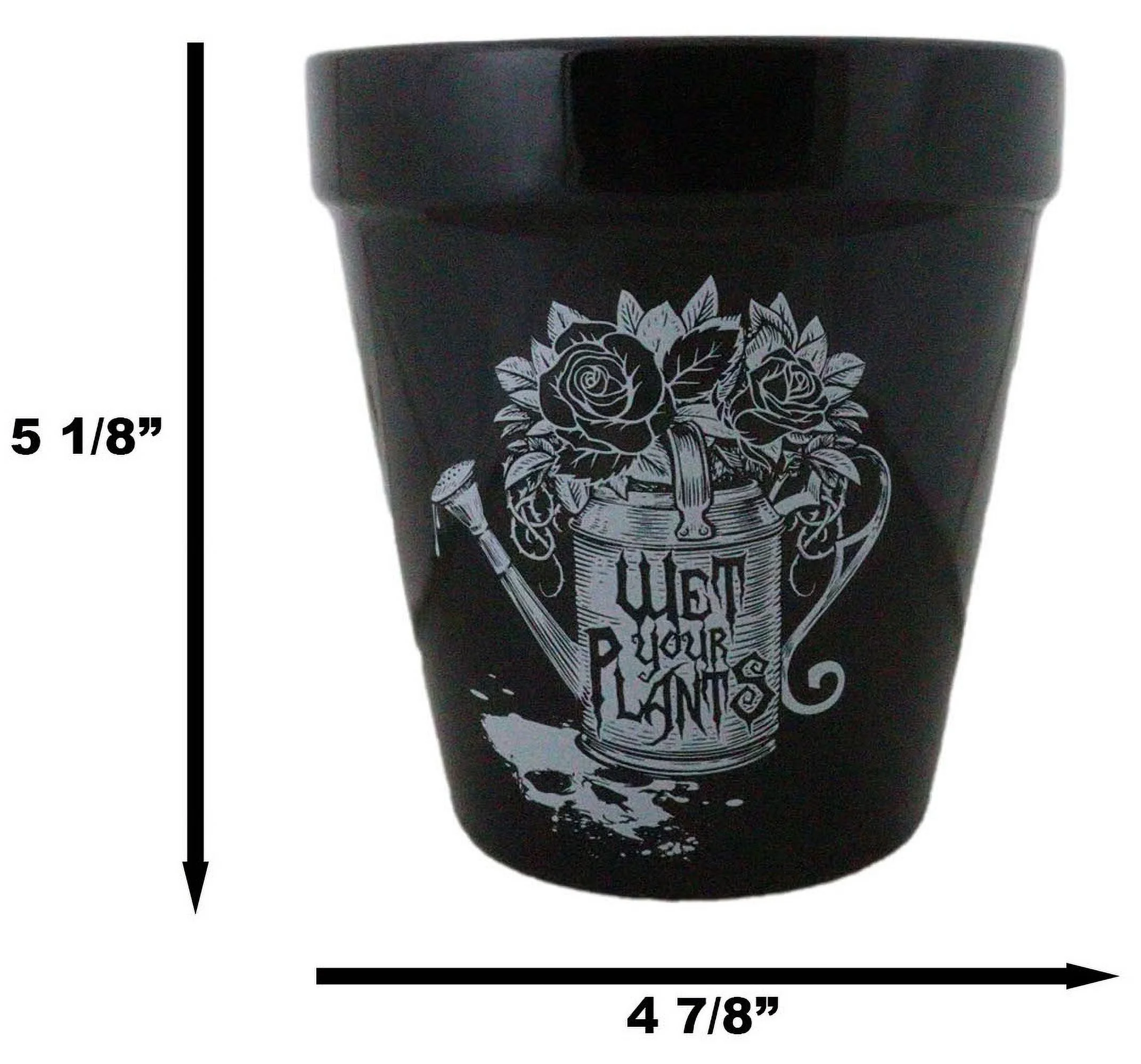 Wet Your Plants Skull Floral Watering Can Wicca Witch Flower Herbs Planter Pot