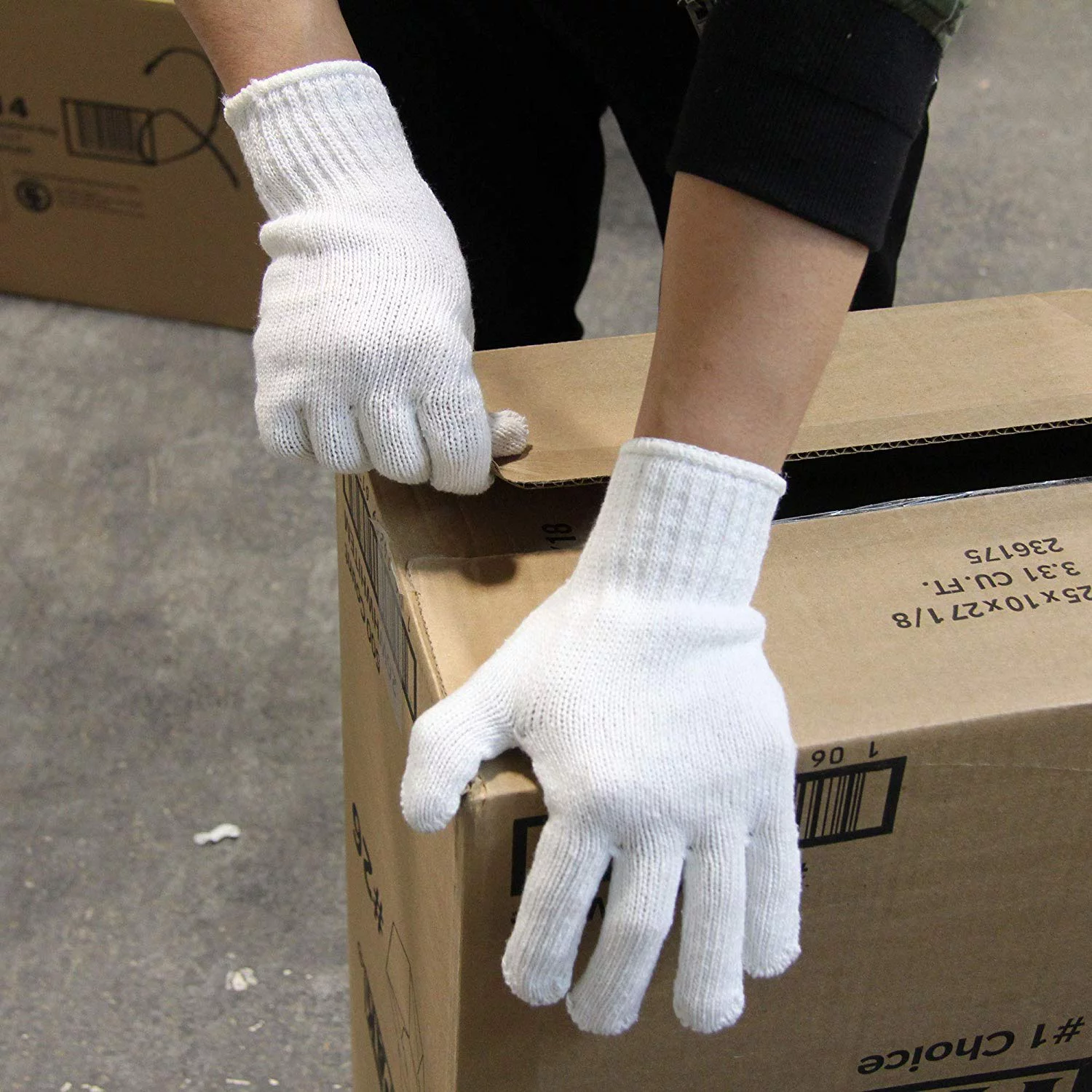 [12 Pairs, Large] Polyester Cotton Knit Safety Protection Work Grip Gloves for Painter Machanic Industrial Warehouse Gardening, Men Women, Bleached White - 24 Count Bulk