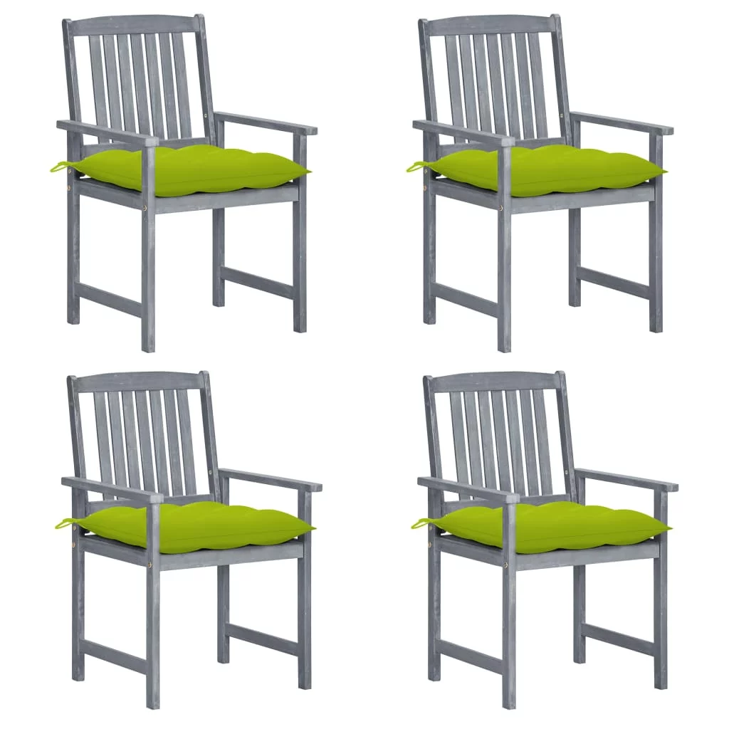 Irfora Patio Chairs with Cushions 4 pcs Gray Solid Acacia Wood