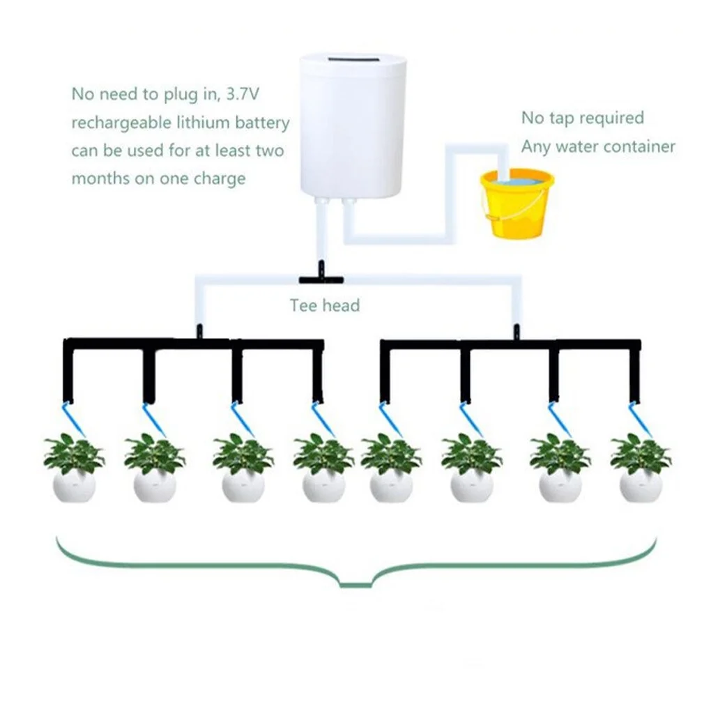 Rinhoo Plant Watering Pump Automatic Water Controller Timing Irrigation Sprinkler Pipe and Drip Head Color Random, 8 Heads