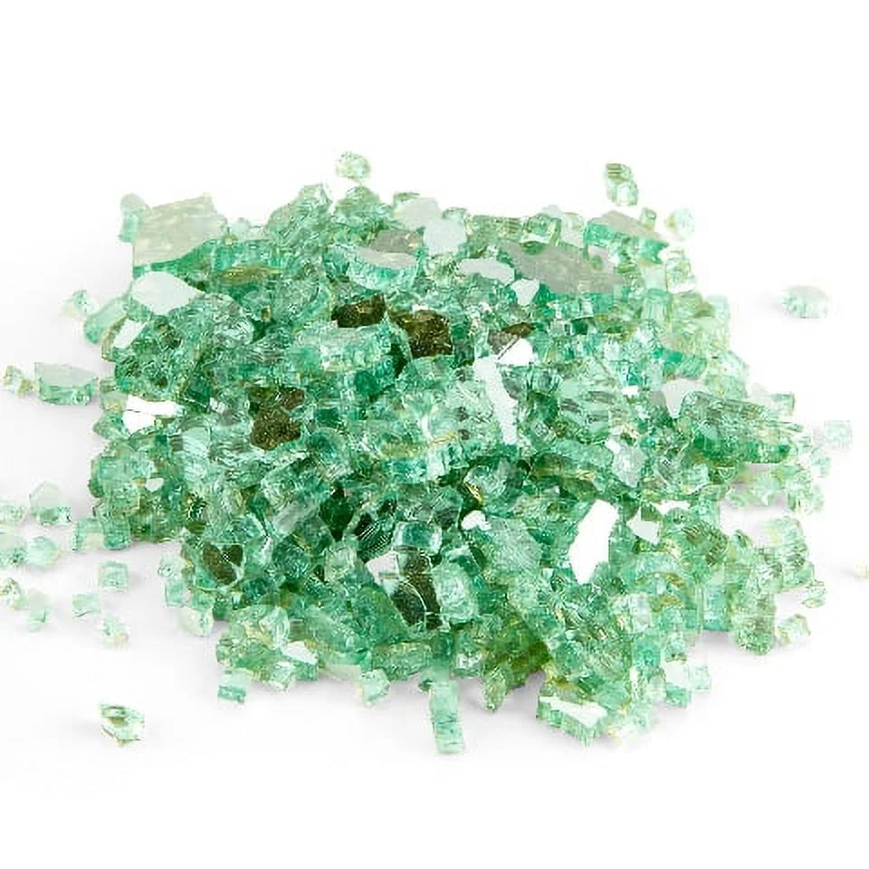 Reflective Fire Glass for Fire Pit and Fireplace, 10 Pound, 1/4-inch, Green