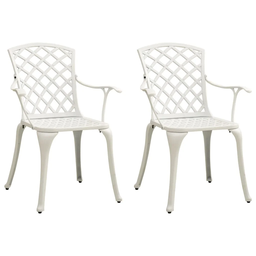 Patio Chairs 2 pcs Cast Aluminum White