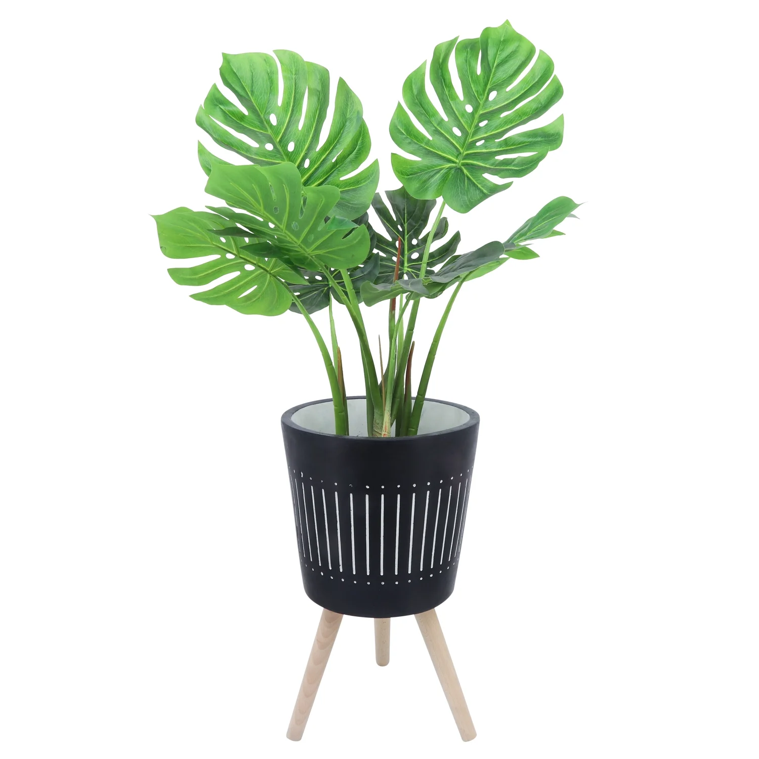 YLtoohoom S/2 10/12” PLANTER W/ WOOD LEGS  NAVY KD