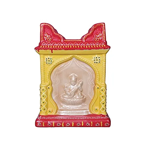 Holy Basil Decorated Terracotta Pot, 18 Inch, Indoor/Outdoor Gardening, Meaningful Inspiration, Beautiful Designs, Made in India