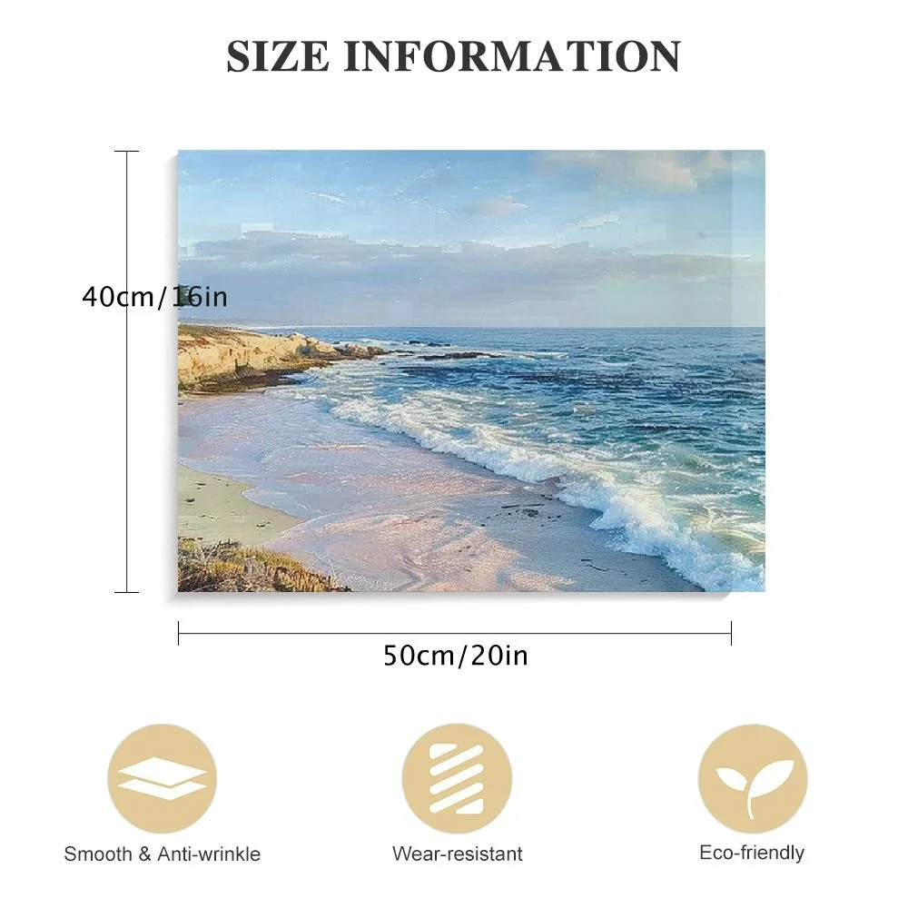 BCIIG Canvas Wall Art Seascape of Monterey Bay and cypress trees at Sunset California Painting Poster Print Pictures On Canvas unFramed Giclee Artwork Ready to Hang   20''x16''