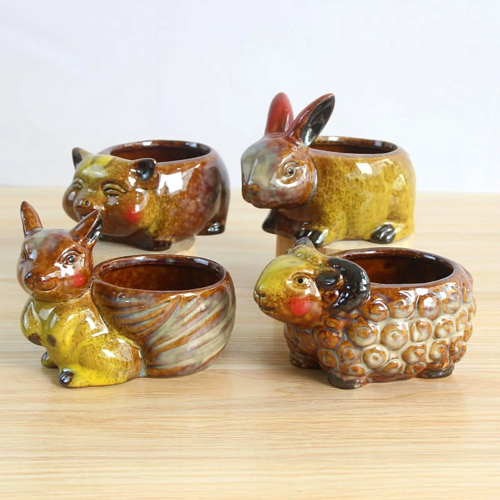 Ceramic Succulent Planter with Kiln-fired Glaze - Animal-themed Succulent Plant Pot