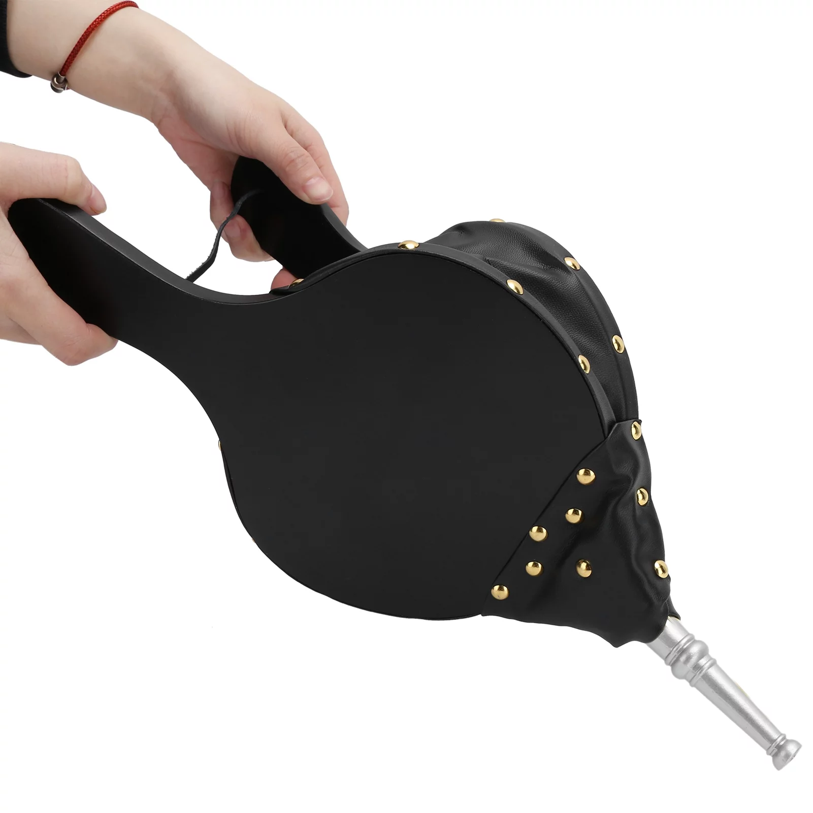 Fireplace Bellows Manual Wood Air Blower for Outdoor Camping BBQ Grill Chimney Fire ToolsSilver Nozzle