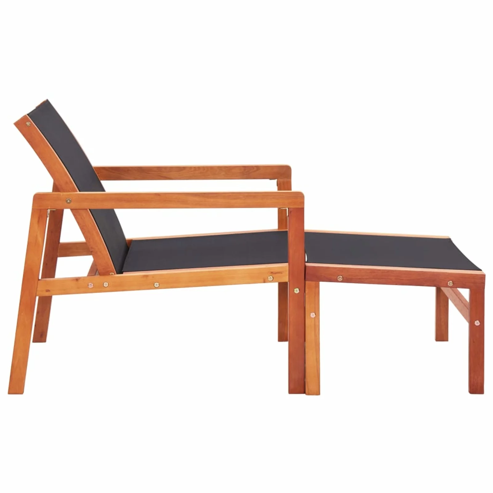 Suzicca Patio Chair with Footrest Solid Eucalyptus Wood and Textilene