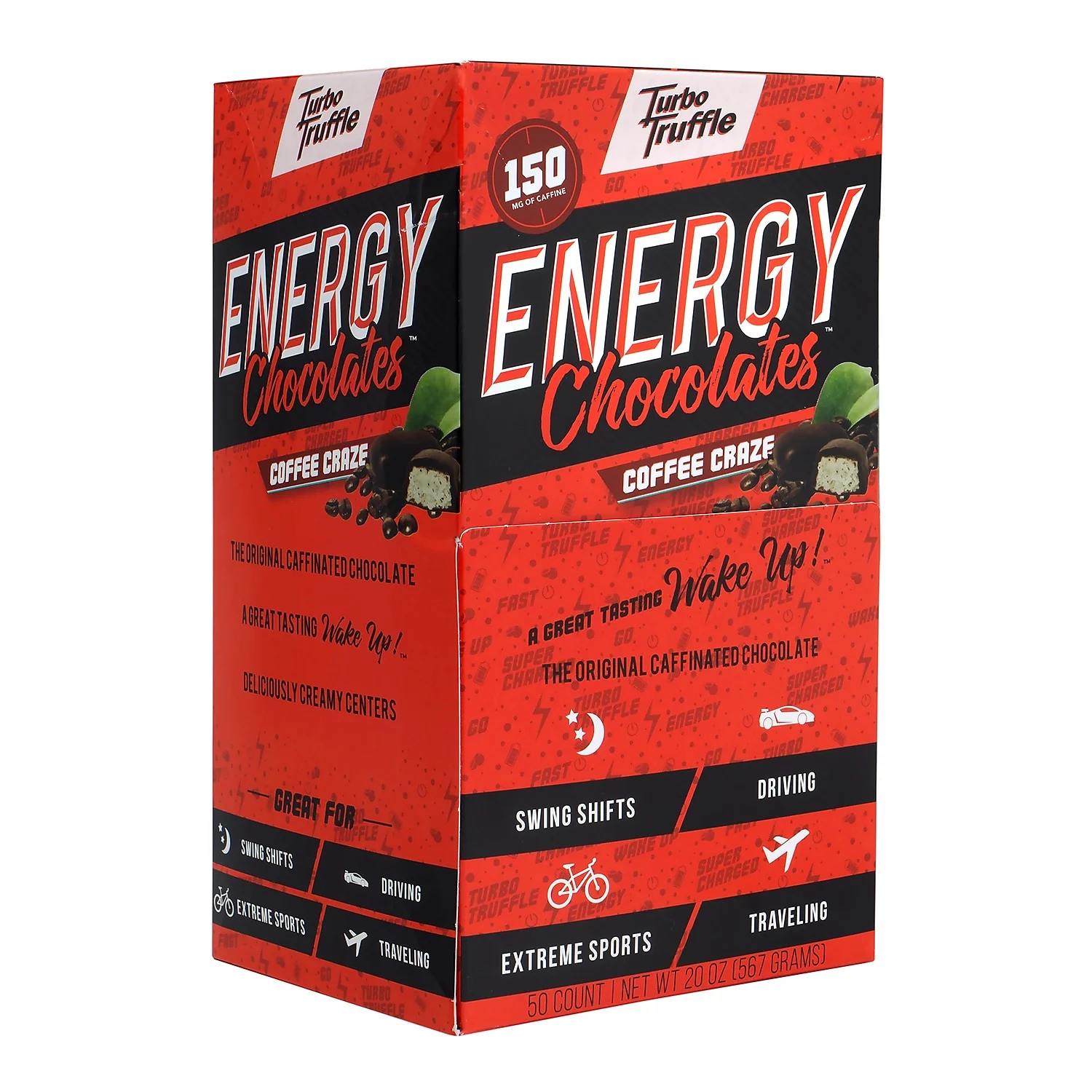 Turbo Truffles Energy Chocolate Truffles Coffee Craze 50/Pack (220-00986)