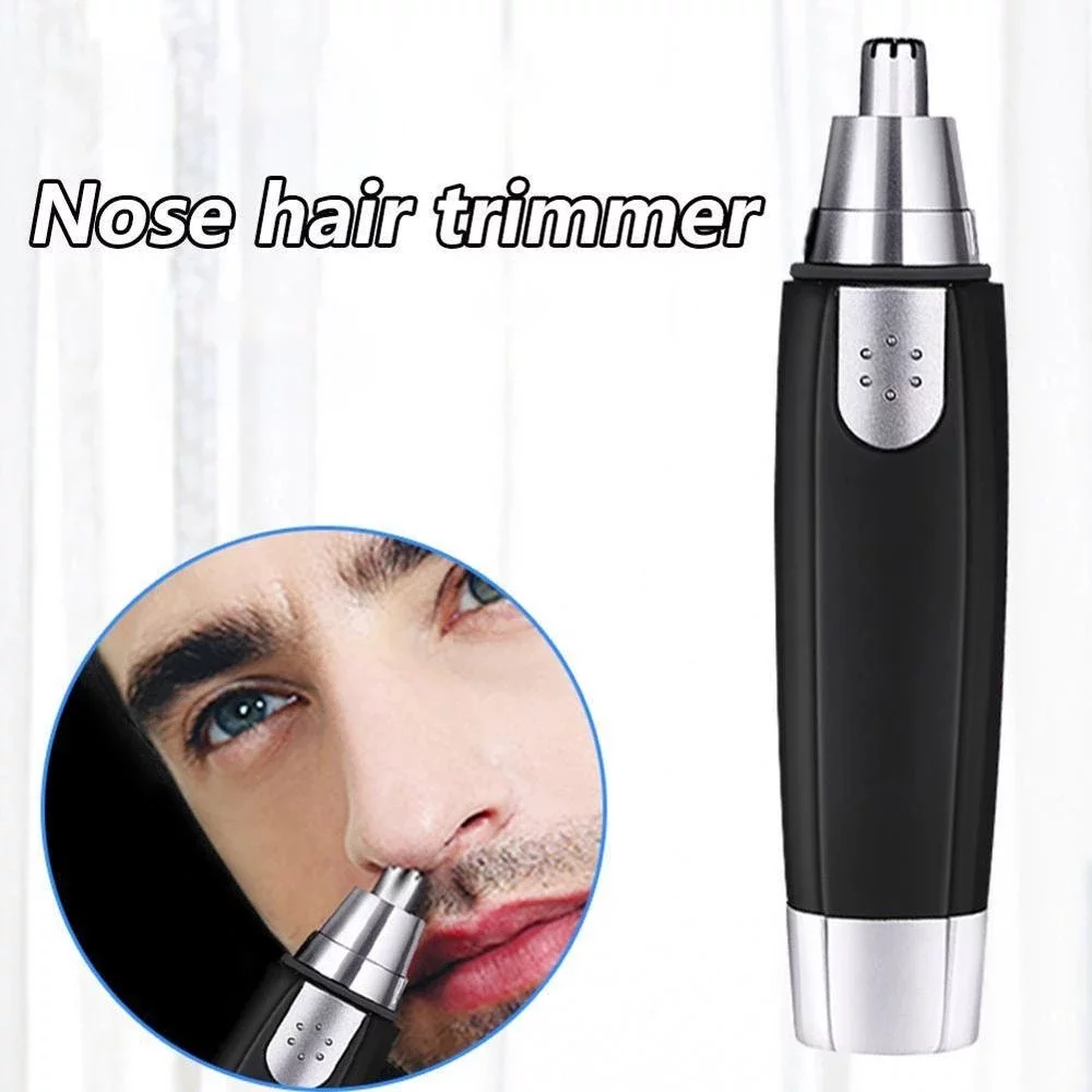 1PC Electric Nose Hair Trimmer, Professional Painless Nose And Ear Hair Trimmer For Women Men Waterproof Stainless Steel Head Dual Edge Blades Nose Hair Remover Mute Efficient Easy Cleansing