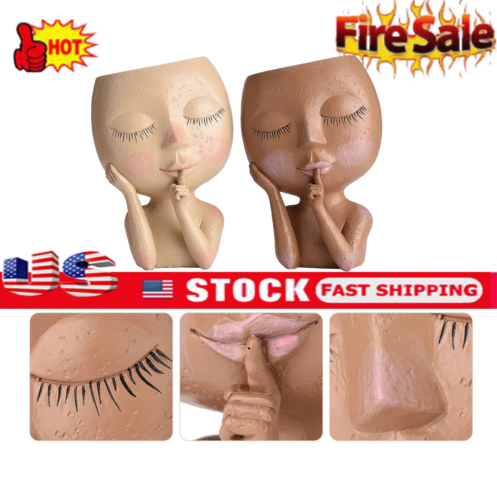 Face Planter Pot - Face Flower Pots for Indoor and Outdoor Plants - Head USA HOT