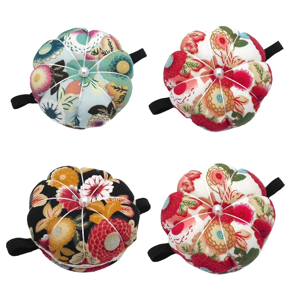 4pcs Printed Pin Cushion Retro Pumpkin Shaped Needle Cushion for Sewing