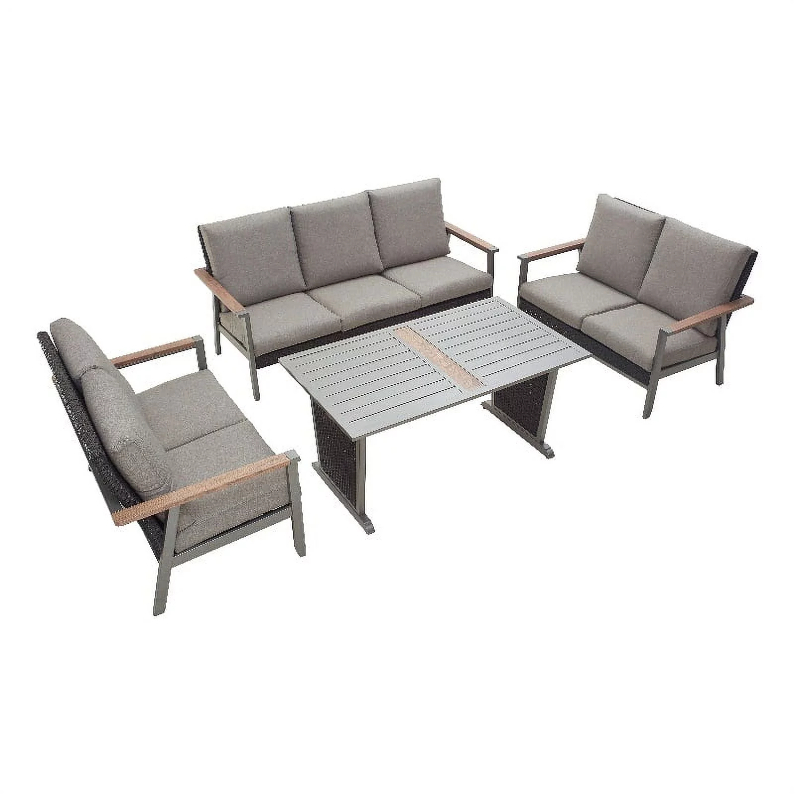 Patio Festival Thermal Transfer Metal 4-Piece Outdoor Dining Set in Gray/Beige