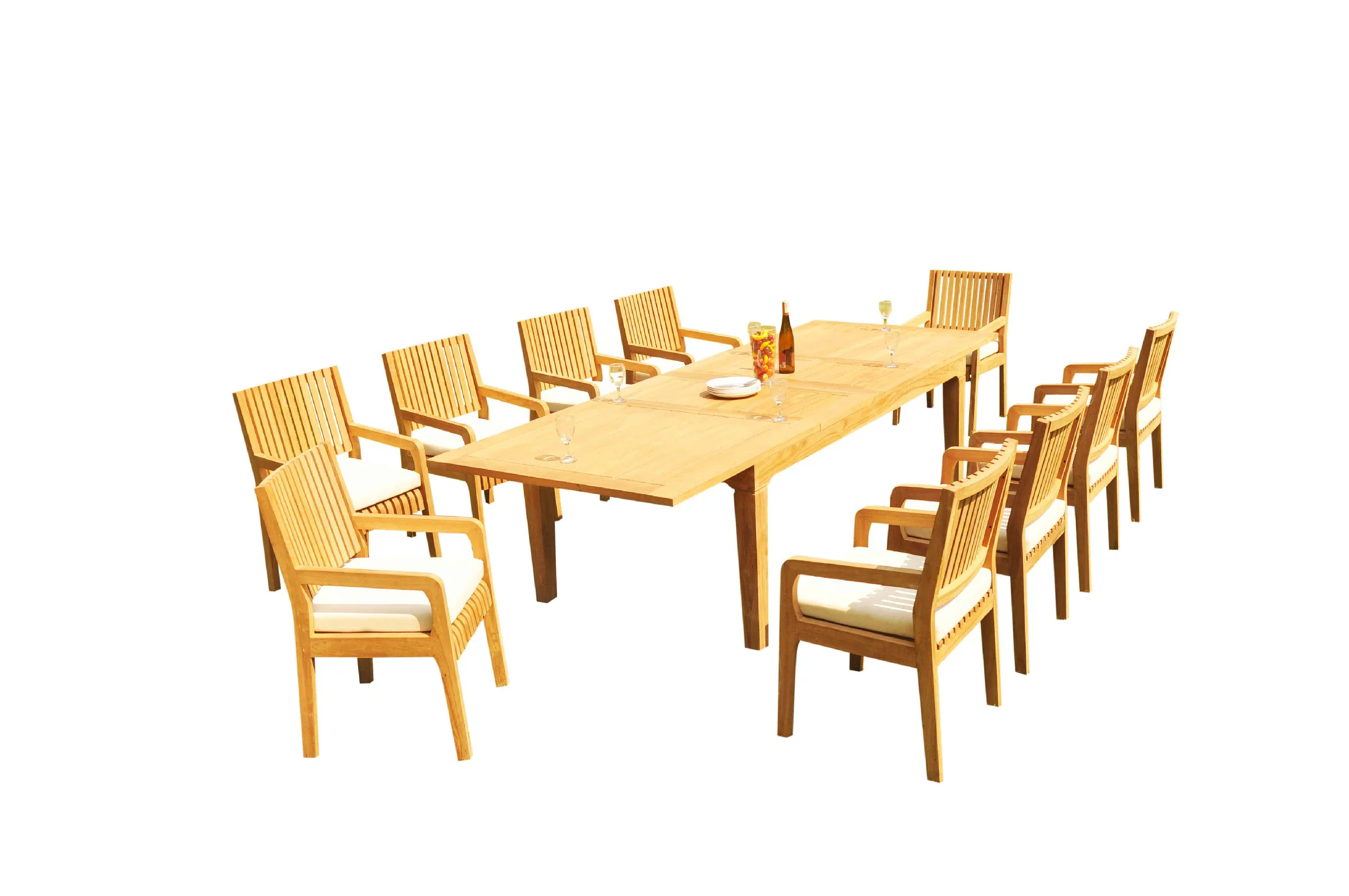 Grade-A Teak Dining Set: 10 Seater 11 Pc: 122