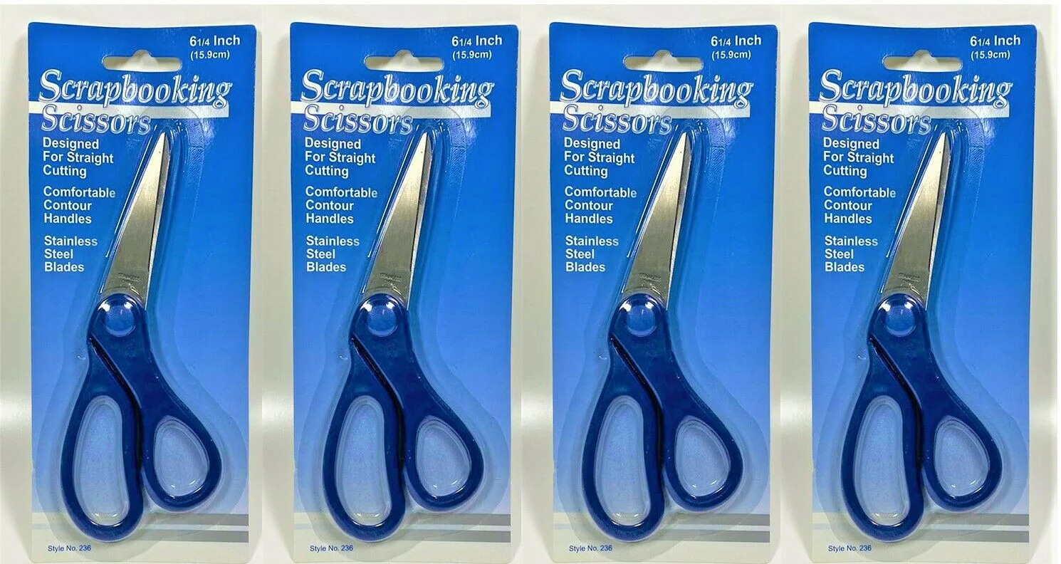 LOT OF 4 Scrapbooking Lightweight Scissors, 6 Inch (BLUE)