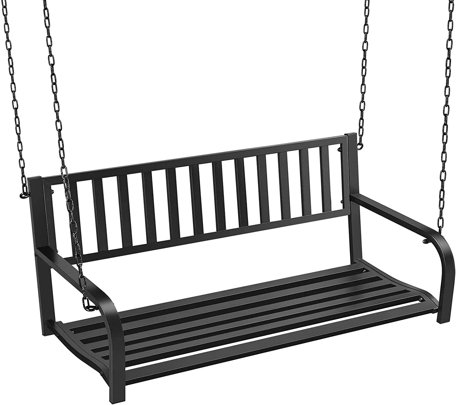 Elegant Porch Swing Hanging Bench, Elegant Furniture Metal Swing Chair for Garden, Yard, Deck, Backyard, Outdoor - Black