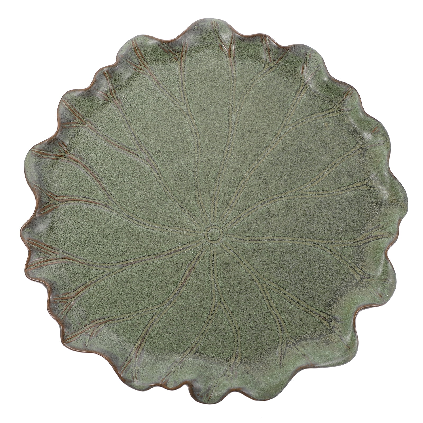 Guichaokj 1Pc Ceramic Flowerpot Tray Bonsai Base Balcony Succulent Pot Lotus Leaf Tray