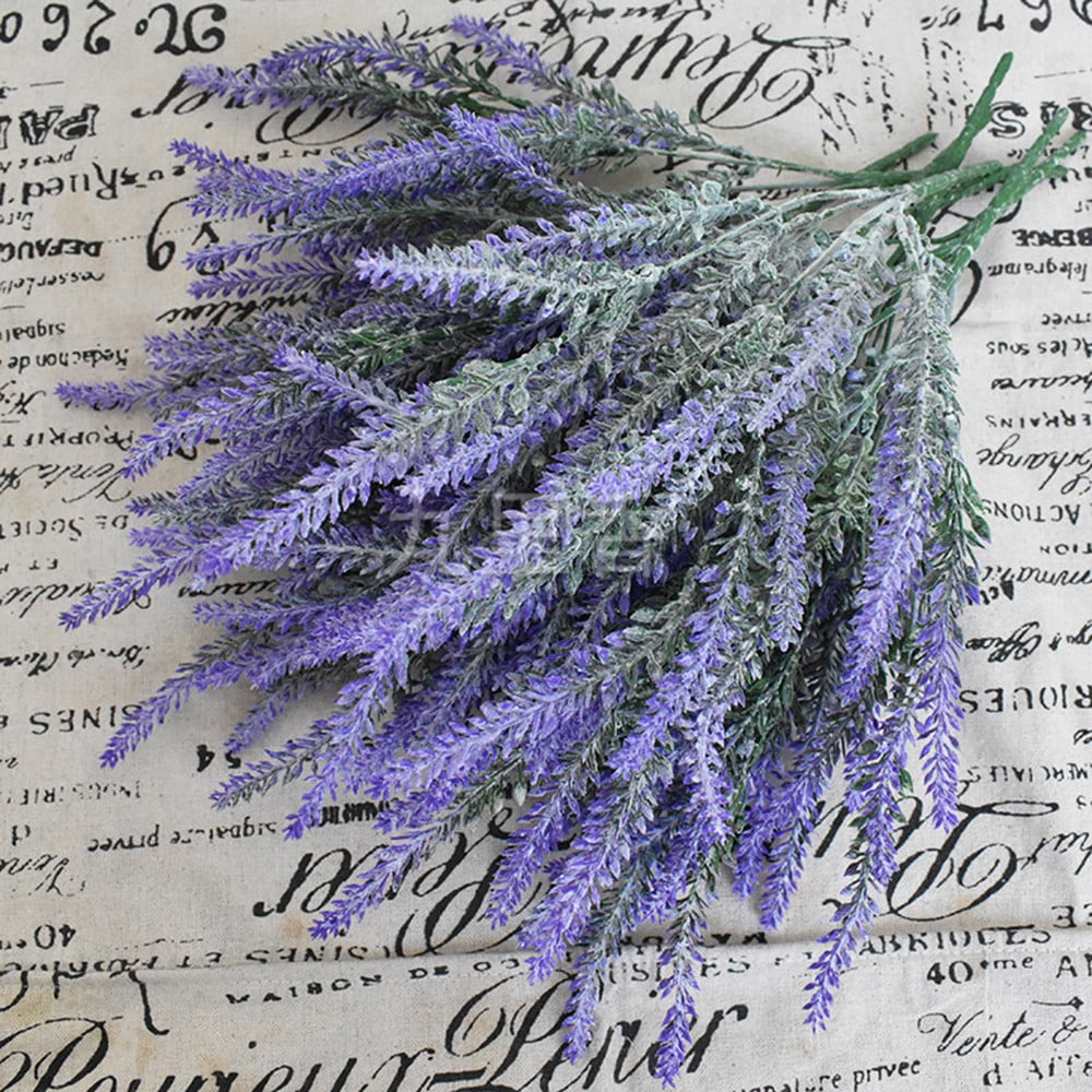 Sufanic 4 Bundles Artificial Lavender Outdoor UV Resistant Flowers Plastic Fake Flowers Plants, Artificial Flowers Faux Plants for Outdoor Window Box Hanging Planter Home Porch