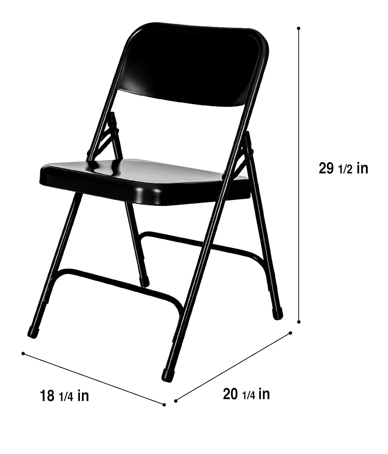 Heavy Duty Double Hinge Steel Folding Chair, Black