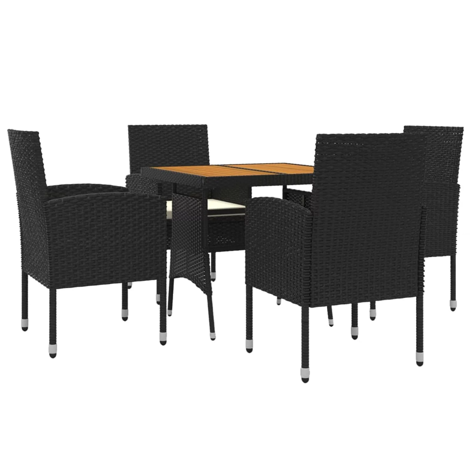walmeck 5 Piece Patio Dining Set Poly Rattan Black