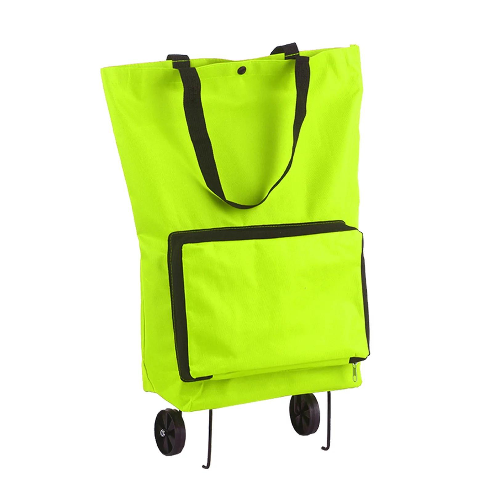 Foldable Shopping Trolley Bag with Wheels Collapsible Shopping Cart Reusable Foldable Grocery Bags Travel Bag Green