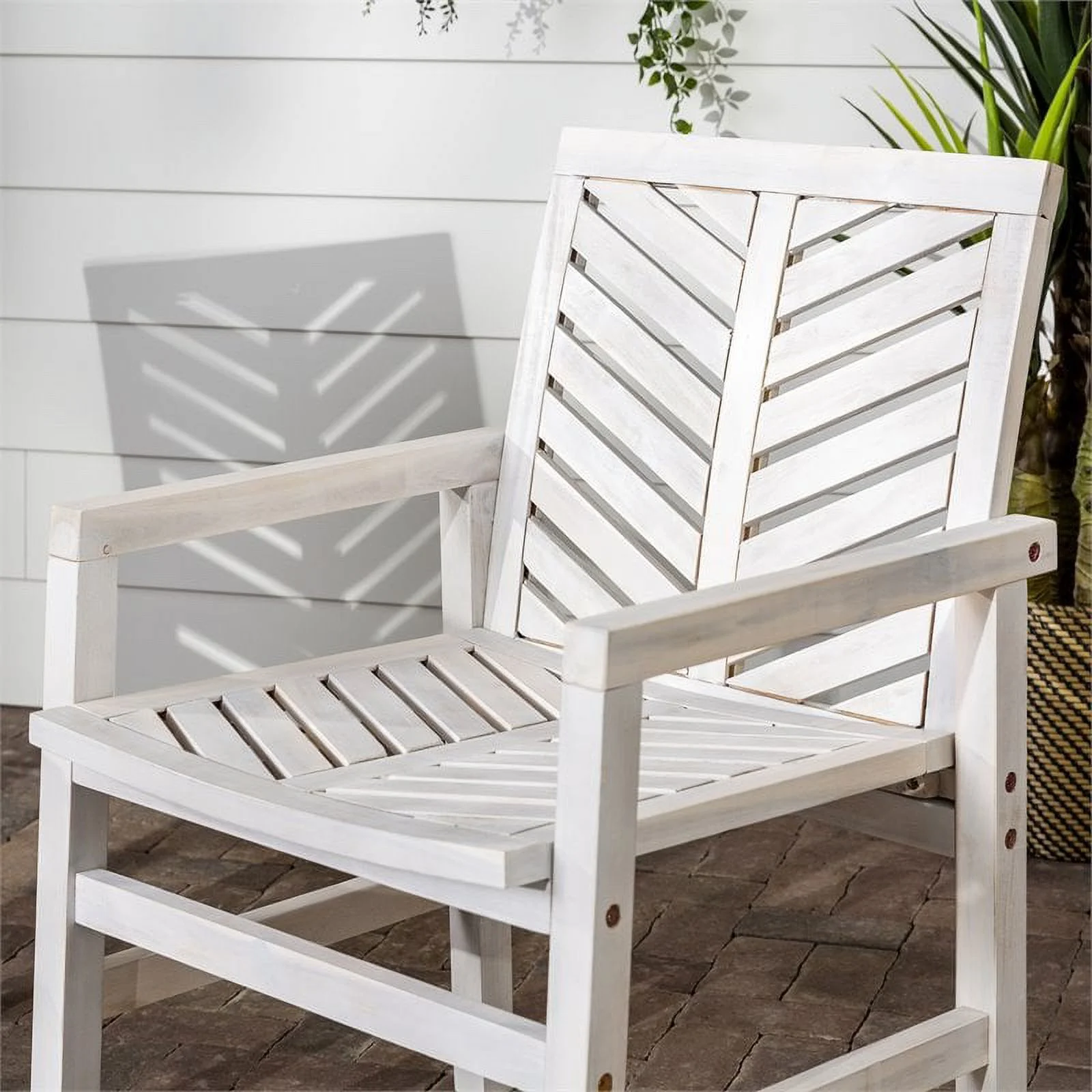 Afuera Living Vincent Solid Wood Patio Chair in White Wash (Set of 2)