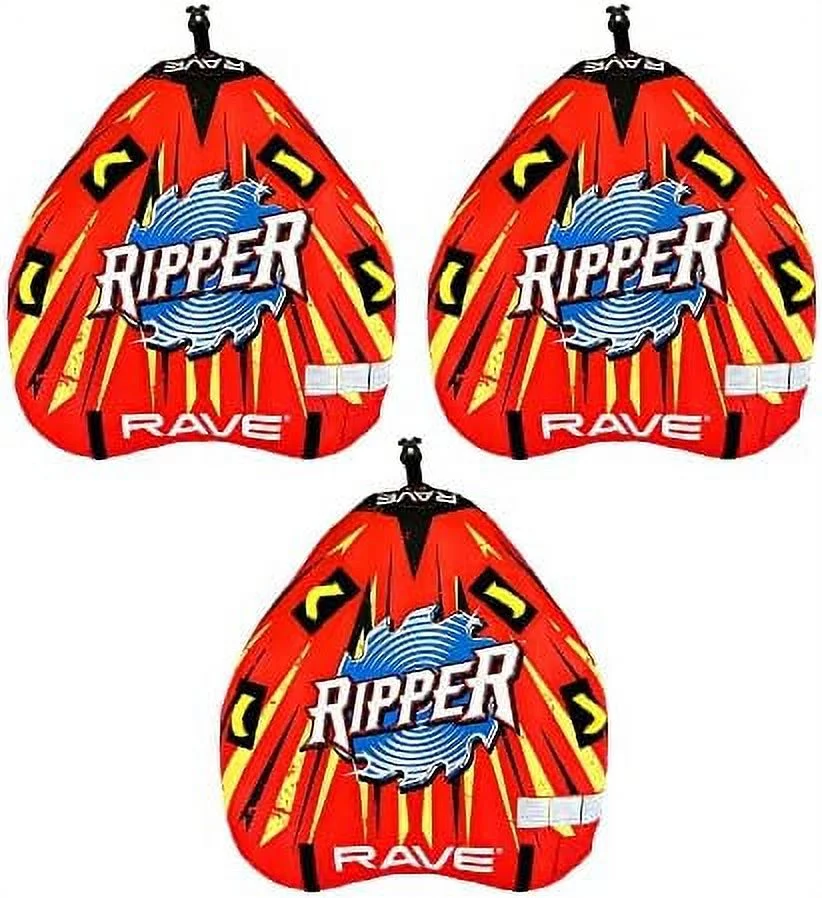 ripper 2 nylon inflatable towable float with foam handles, neoprene knuckle guards and quick connect tow points, red