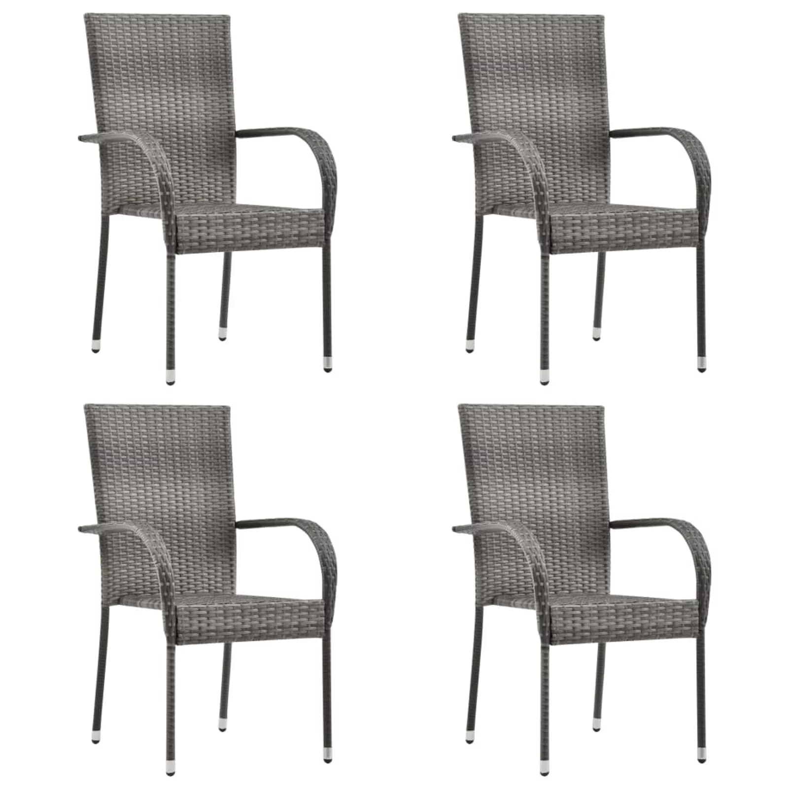 Suzicca 5 Piece Patio Dining Set Poly Rattan Gray