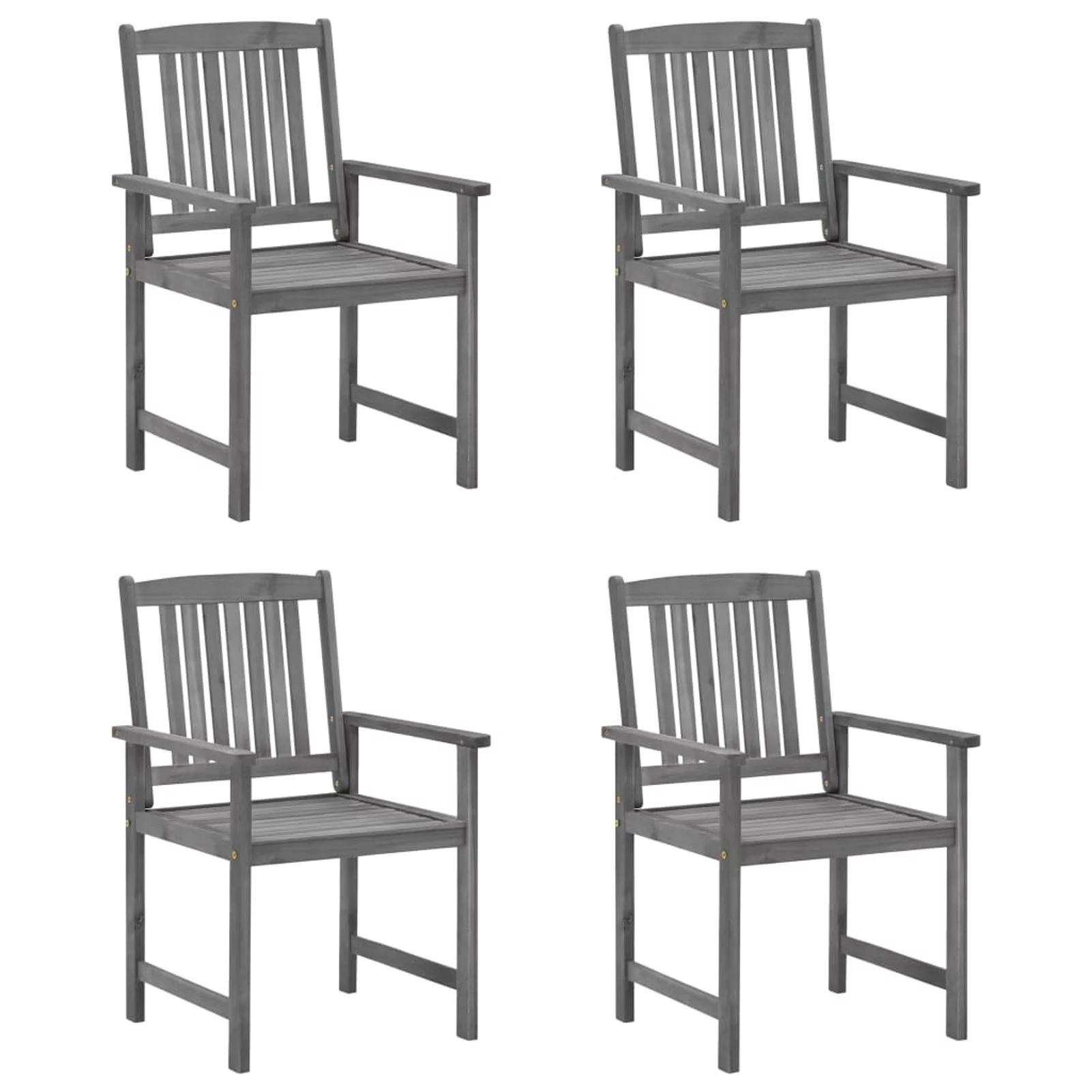Irfora Patio Chairs with Cushions 4 pcs Gray Solid Acacia Wood