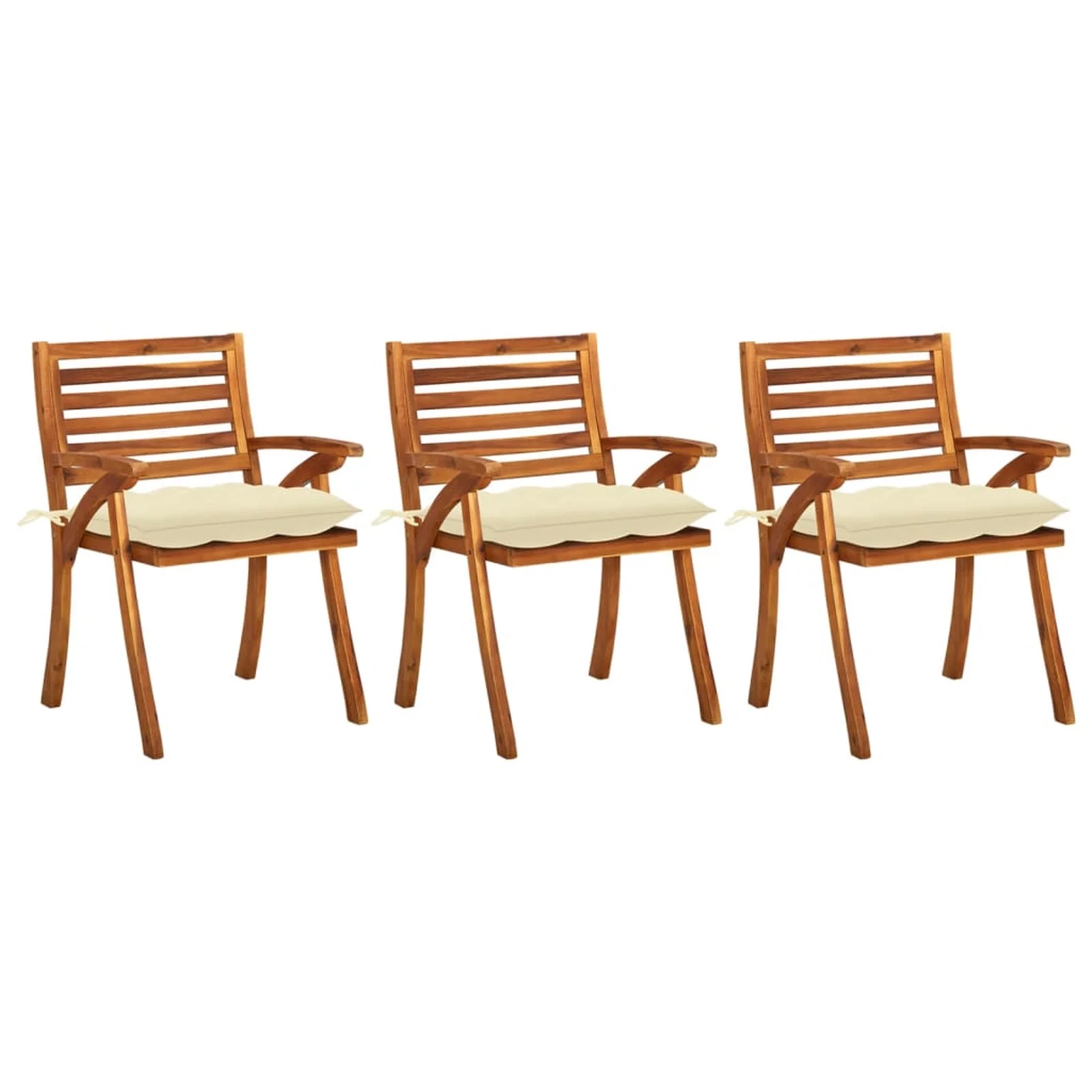 Carevas Patio Dining Chairs with Cushions 3 pcs Solid Acacia Wood