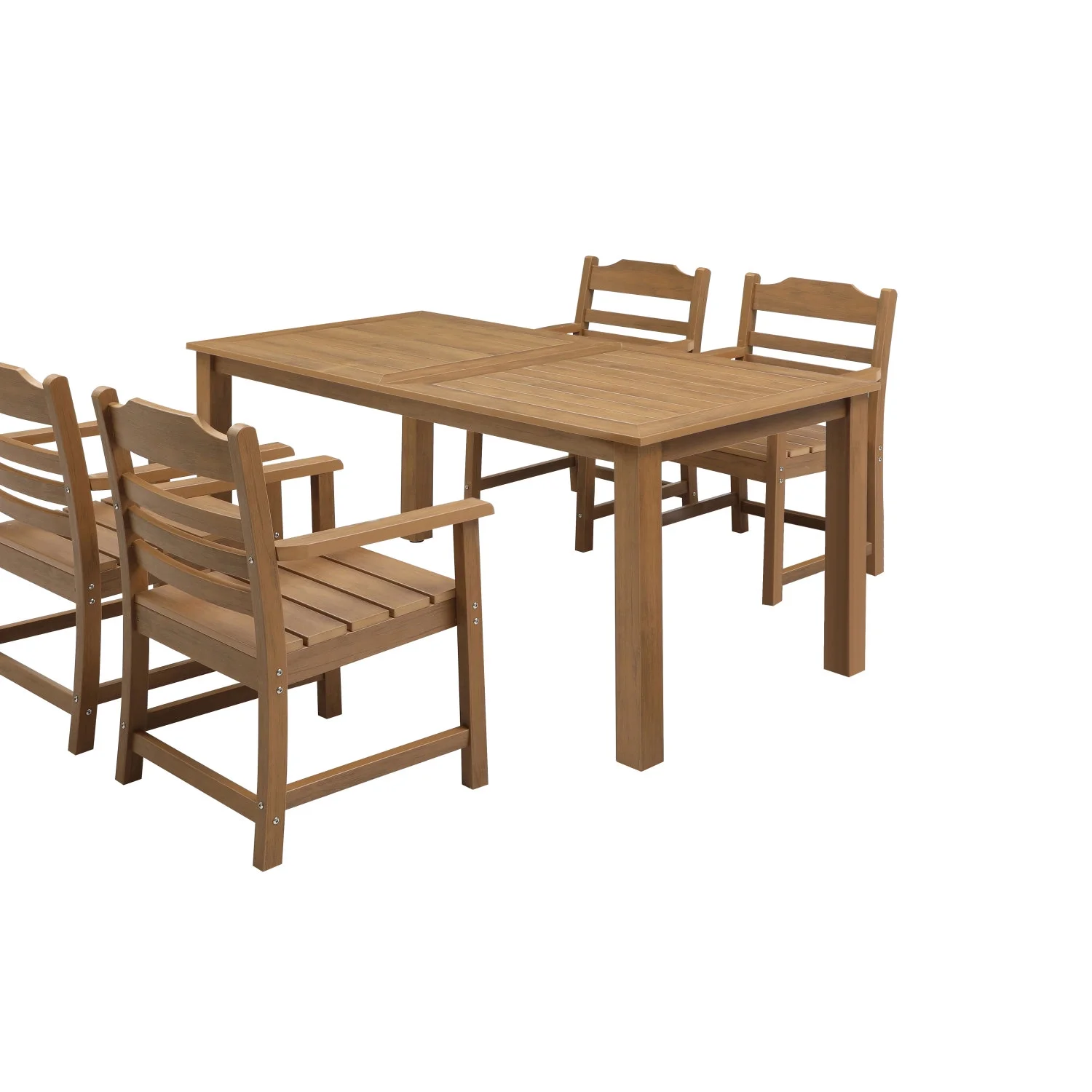 Stylish HIPS Rectangular All Weather Dining Set with 5 Pieces  Including 4 Comfortable Dining Chairs and 1 Spacious Table  Perfect for Outdoor and Indoor Use - TEAK Color