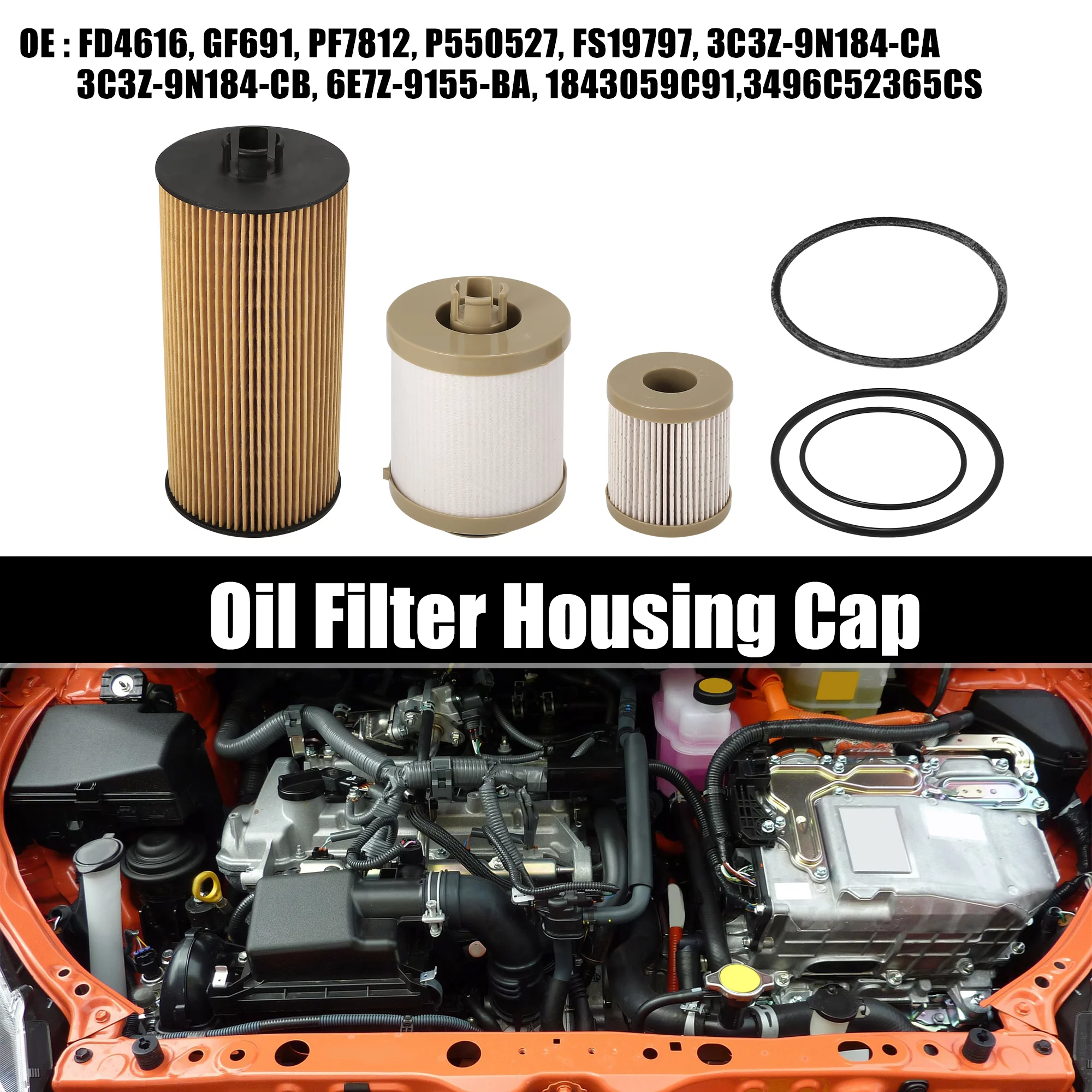 Unique Bargains 3C3Z-9N184-CA Fuel Filter FL2016 Oil Filter Kit for Ford F-250 F-350 2003-2007 Excursion 2003-2005