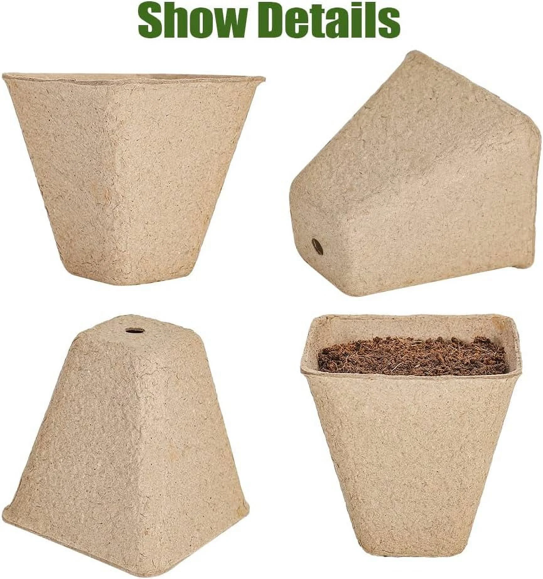 NAMZI 100 Packs Square Peat Pots, 3.15 Inch Seed Starting Pots with Drainage Holes Square Nursery Pot,Biodegradable Eco-Friendly Round Plant Seed Starter Peat Pots Germination Seedling Trays