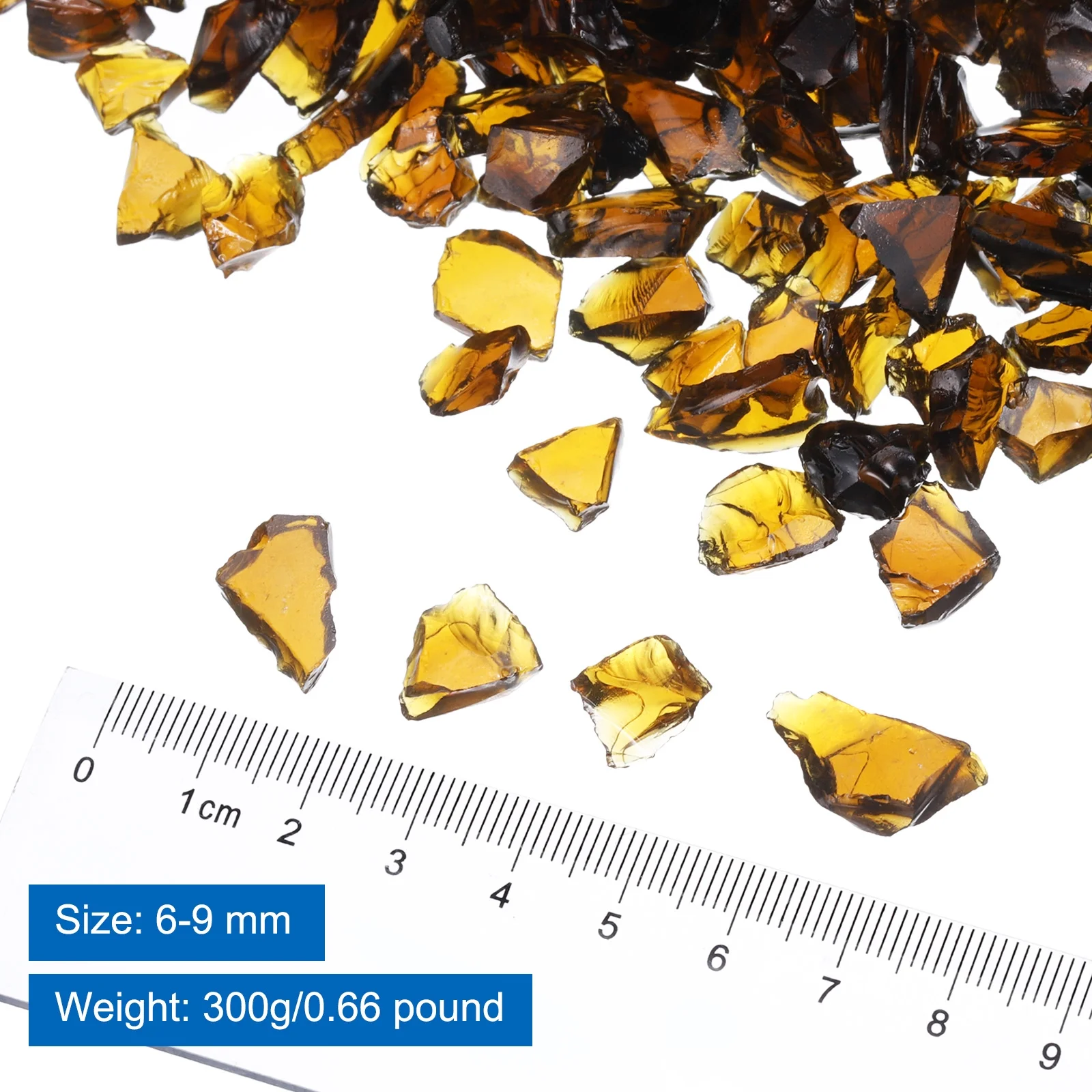 0.66 Pound Fire Glass Stone, 6-9mm Reflective Fire Pit Glass Rock for Fireplace, Brown