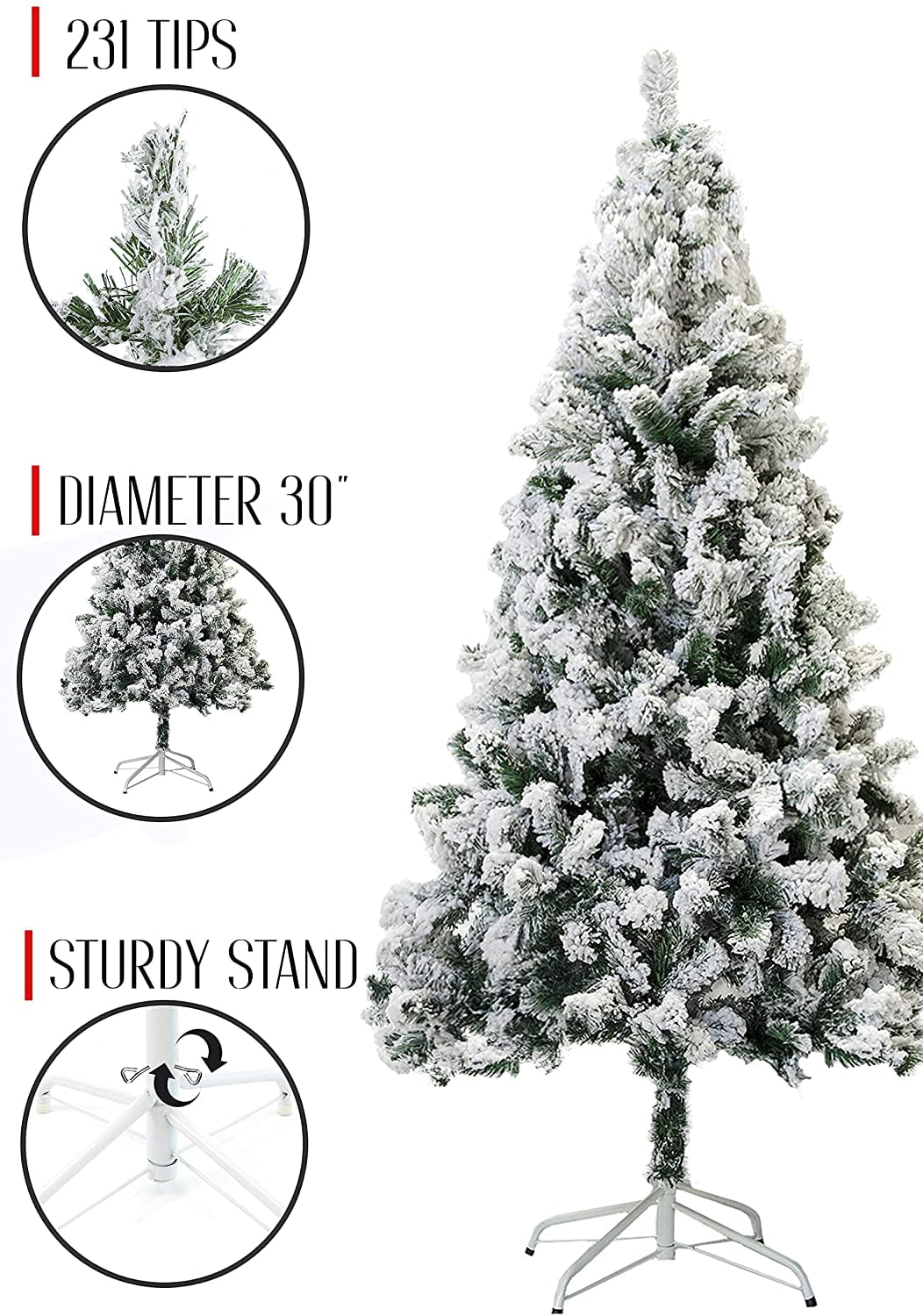 Perfect Holiday 4ft Snow Flocked Artificial Christmas Tree