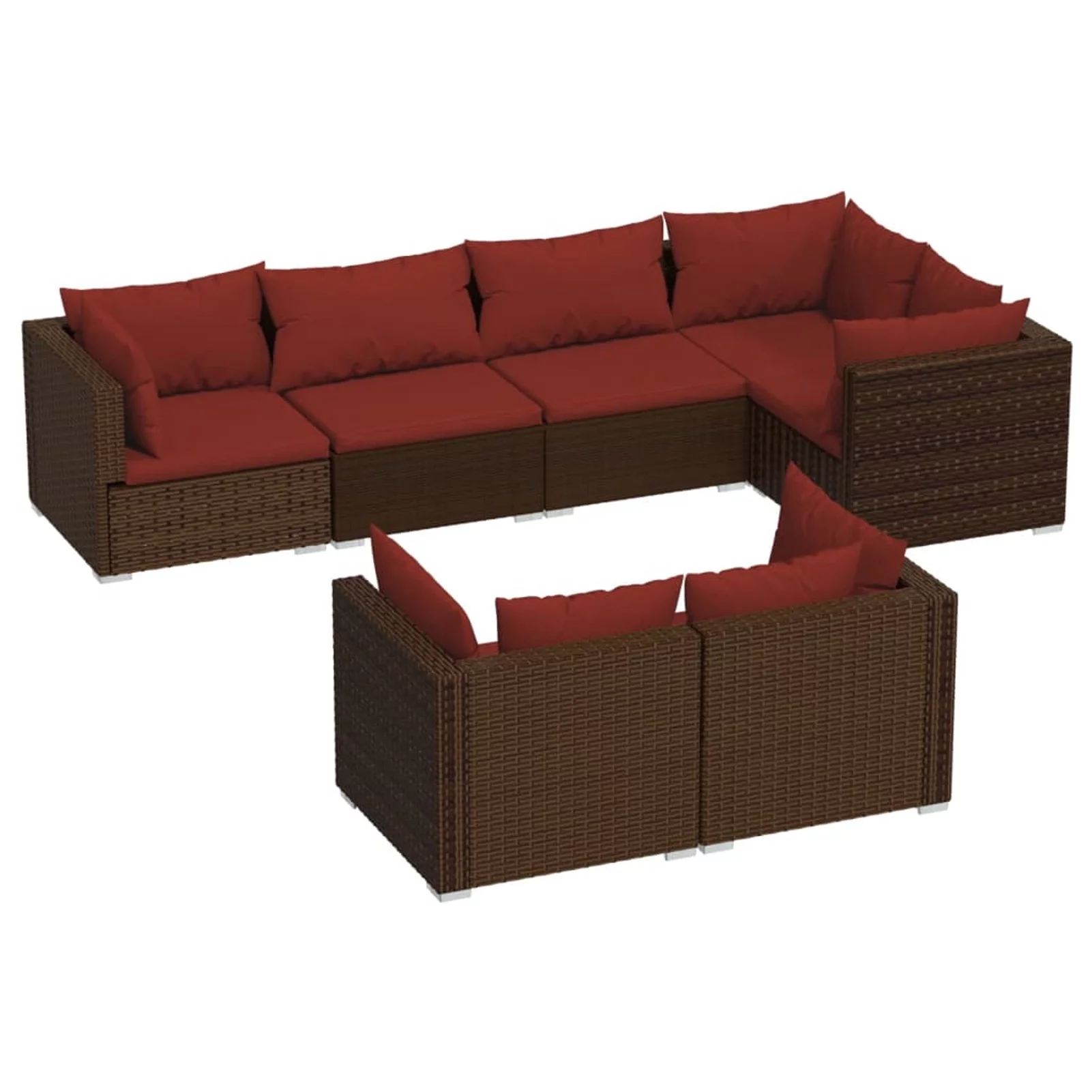 Irfora 7 Piece Patio Set with Cushions Brown Poly Rattan