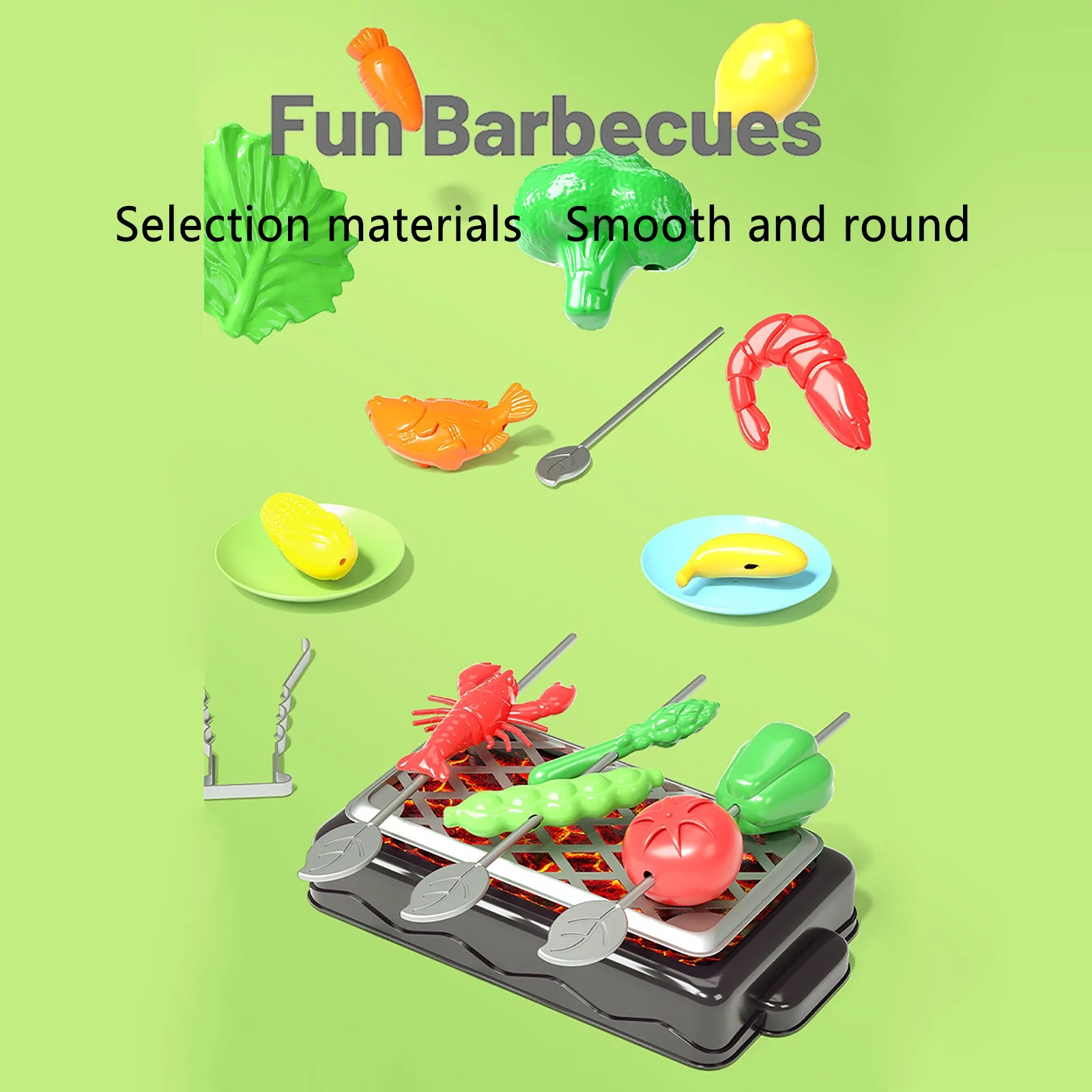 Play Food Children's Barbecue Toy Set Play House Baby Kitchen BBQ Mini Grill Rack Food Grill Model