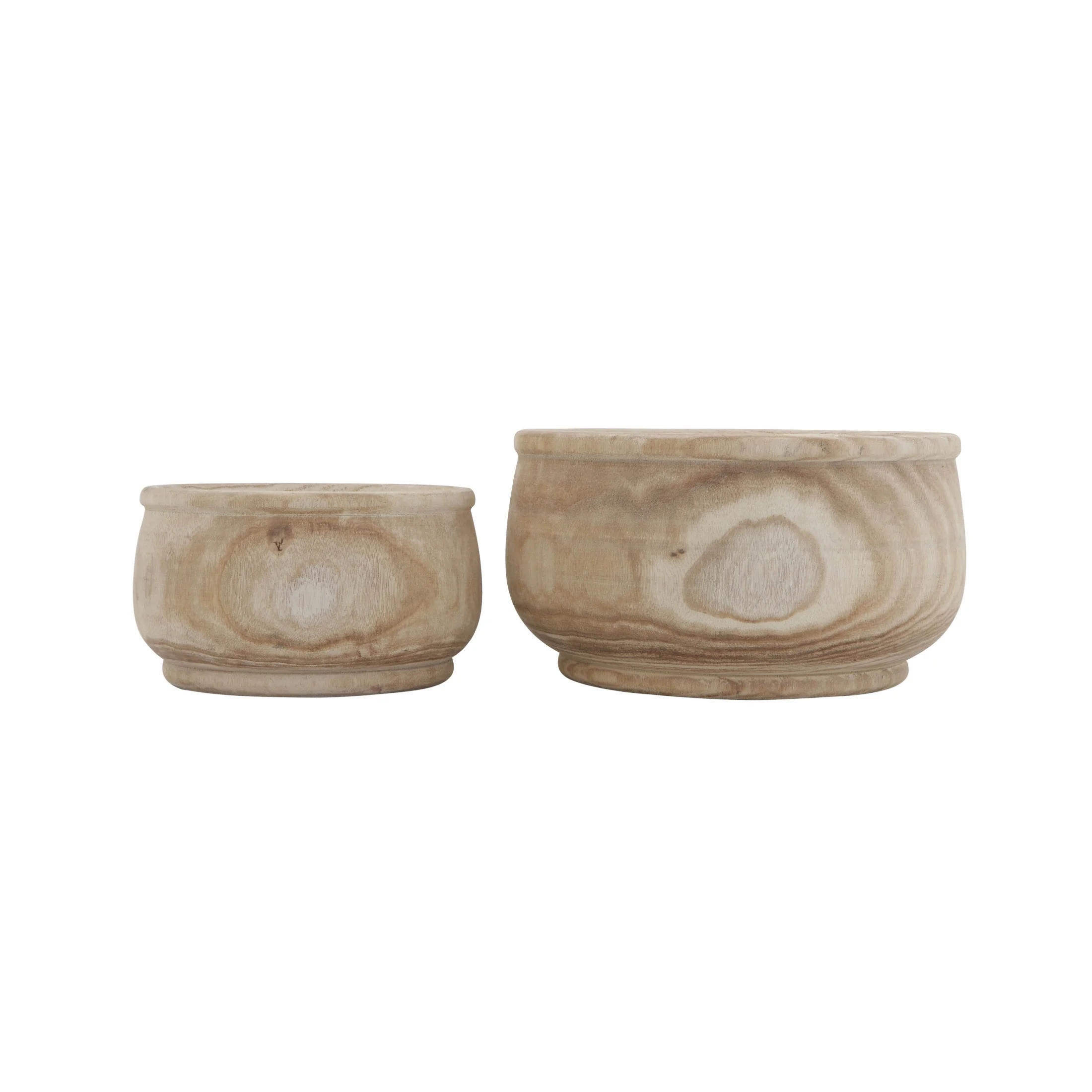 Creative Co-Op Medium Round Paulownia Wood Planter, Natural