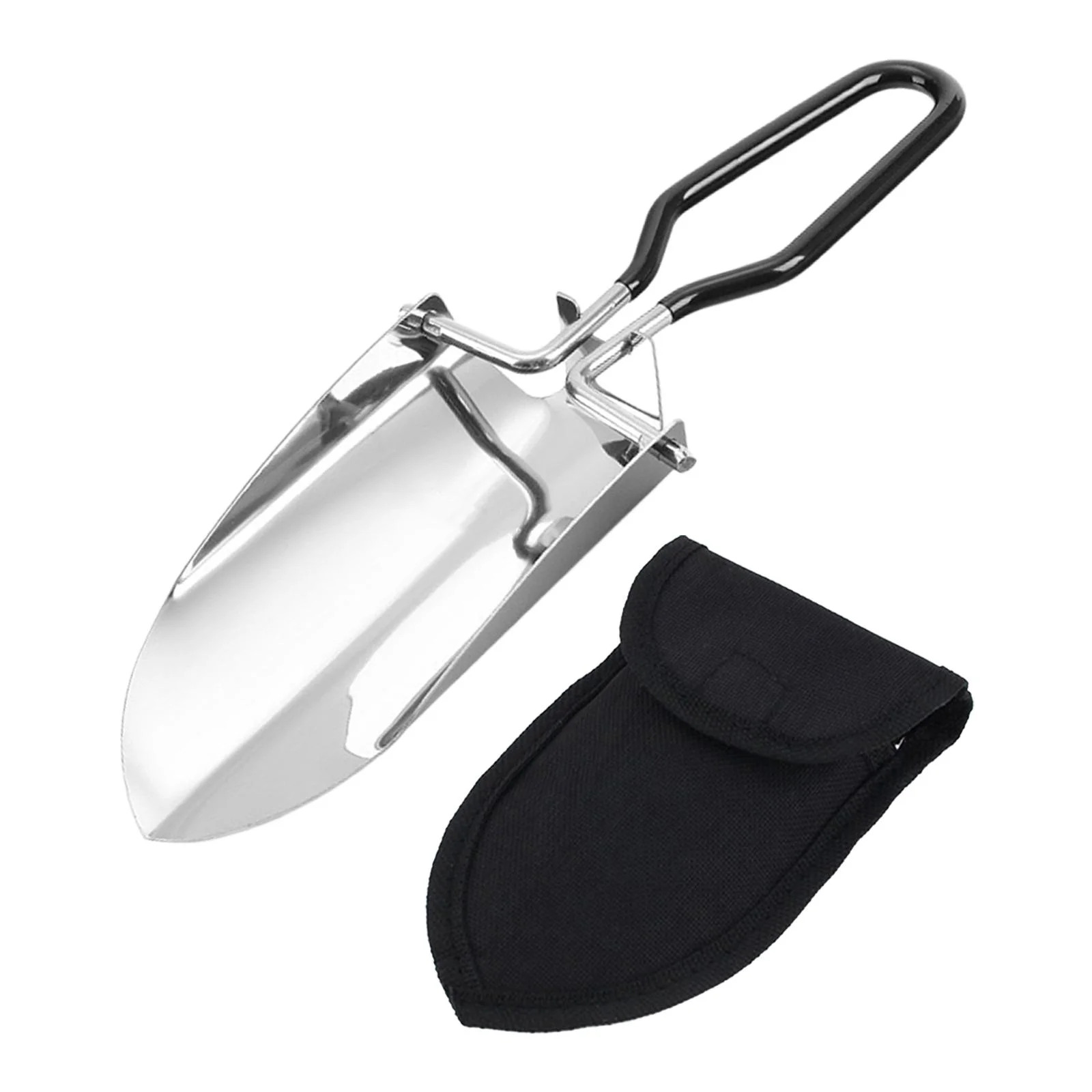 jicheng Folding Garden Trowel Cultivator Farm Handy Camping Shovel Small Hand Shovel Black with Bag