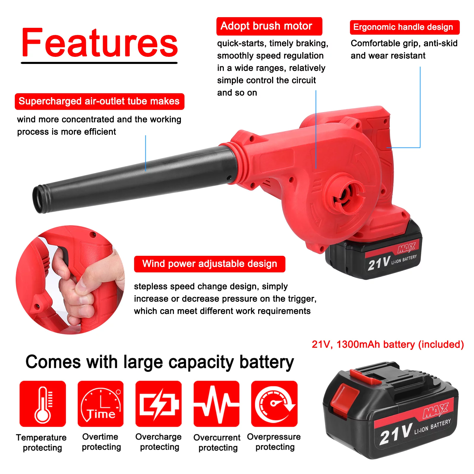 Dadypet Blower,Speed Removal Fan Handheld Lithium Battery Lithium Battery Snow Battery Snow Cleaner Wind Air Blower Air Blower Speed Fan Handheld Lithium Cleaner Power Tool Removal Fan Handheld