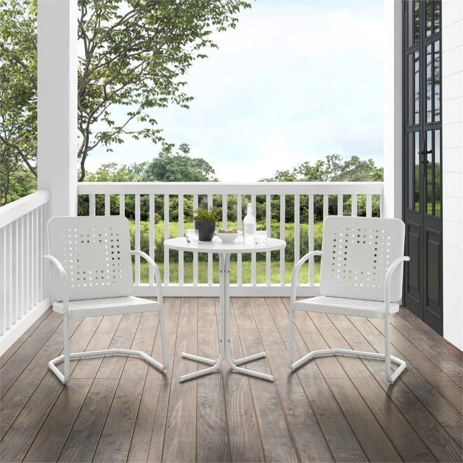 Afuera Living Modern 3 Piece Outdoor Bistro Set in White Gloss